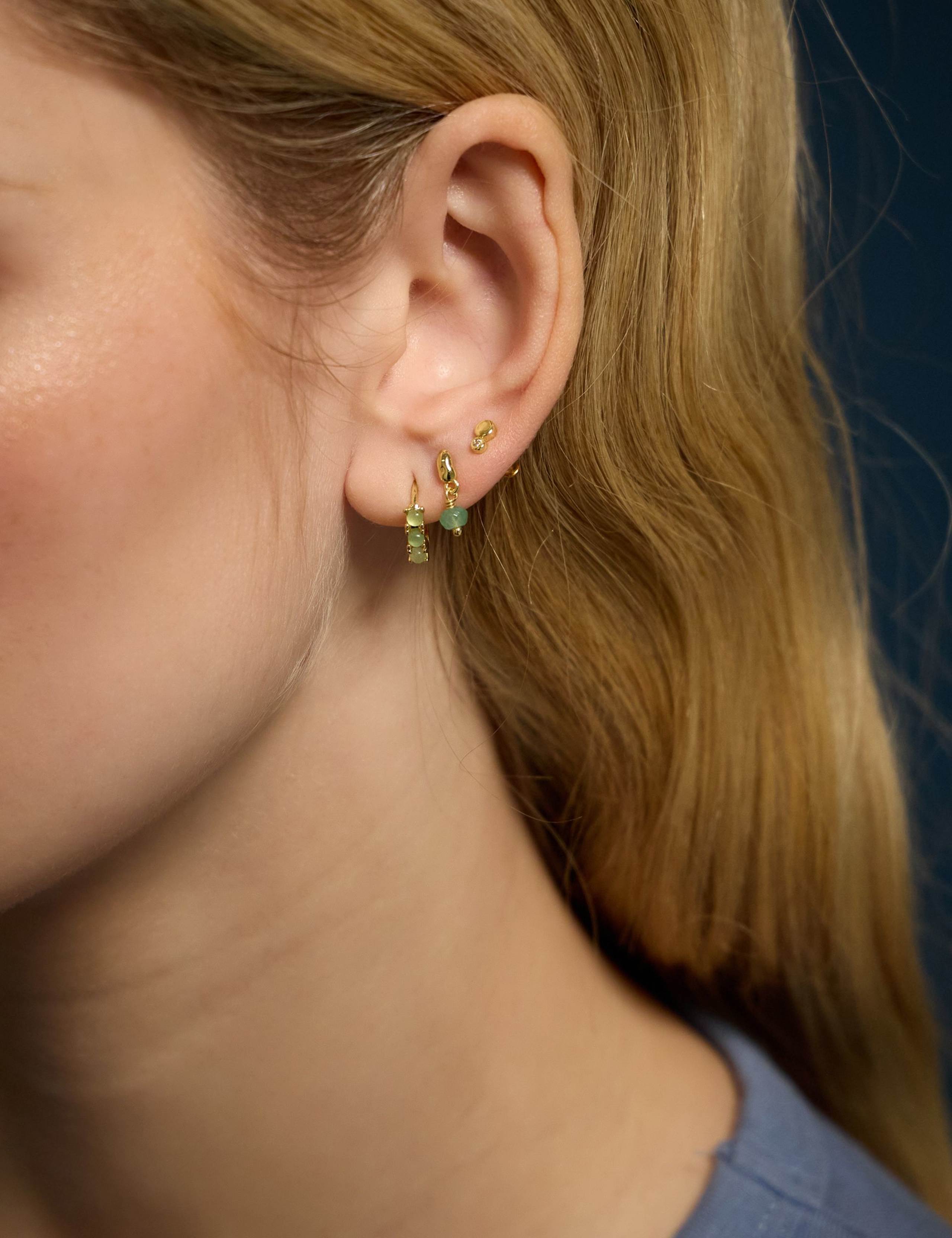 14ct Gold Plated Aventurine Earrings 1 of 3