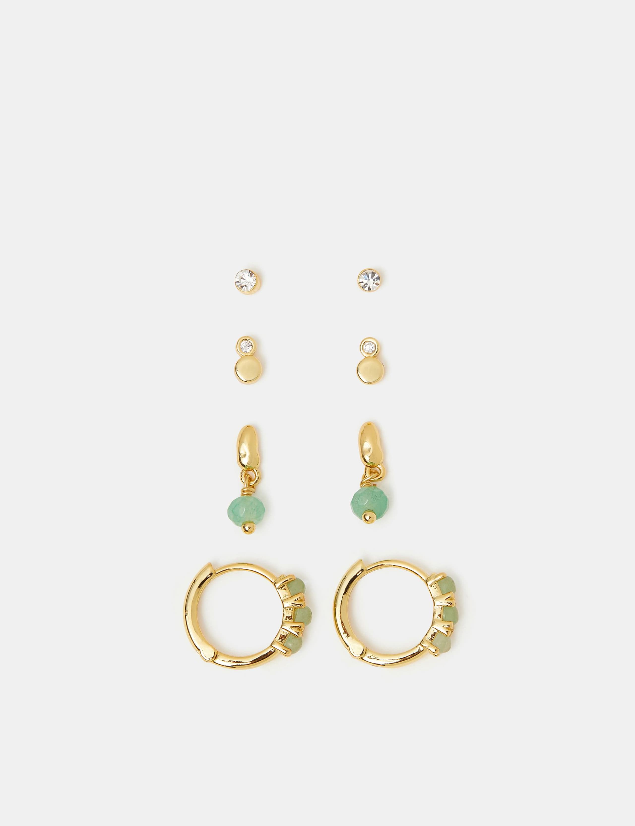 4 Pack Gold Plated Aventurine Earrings 2 of 3