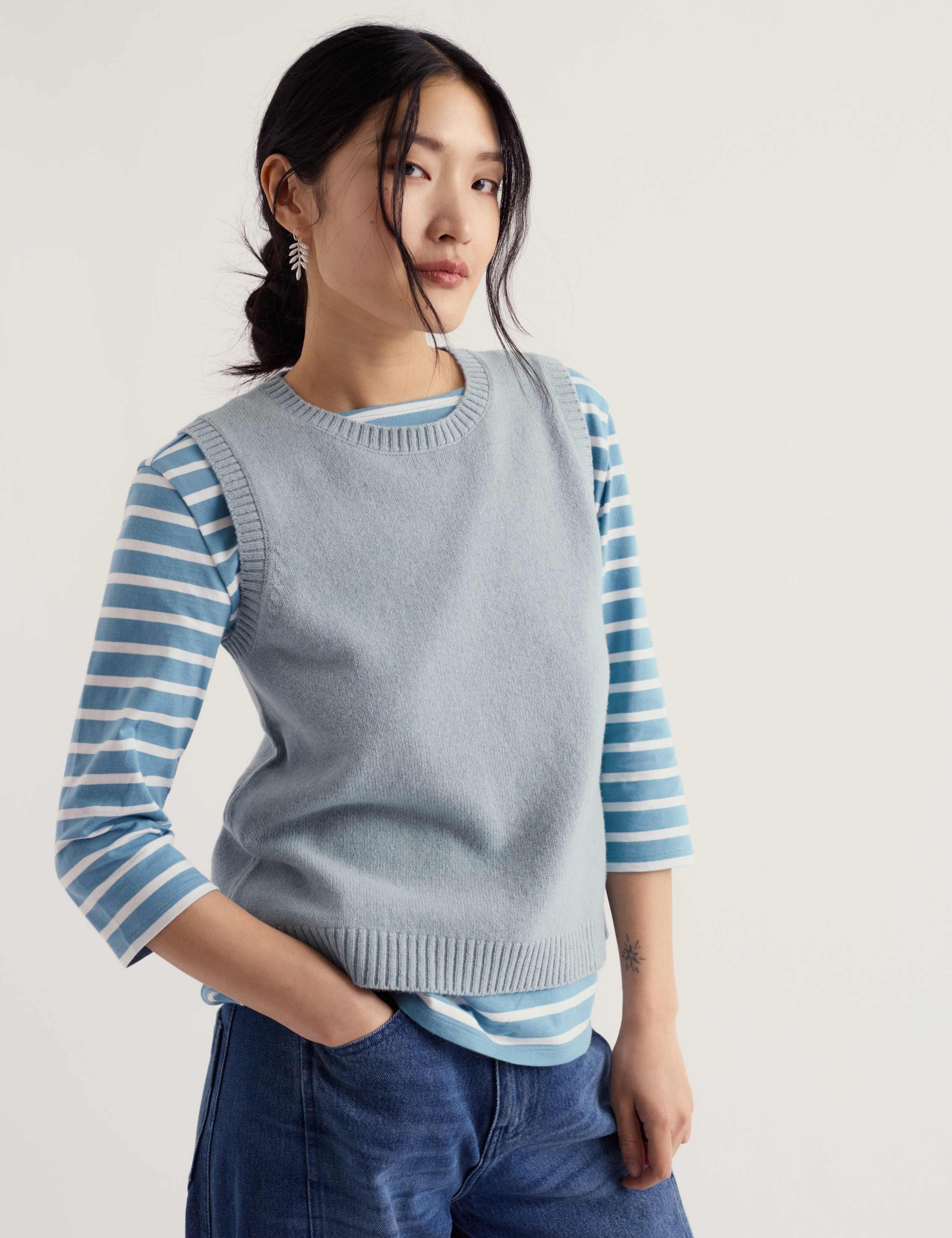 Merino Wool Rich Fitted Knitted Vest 3 of 5