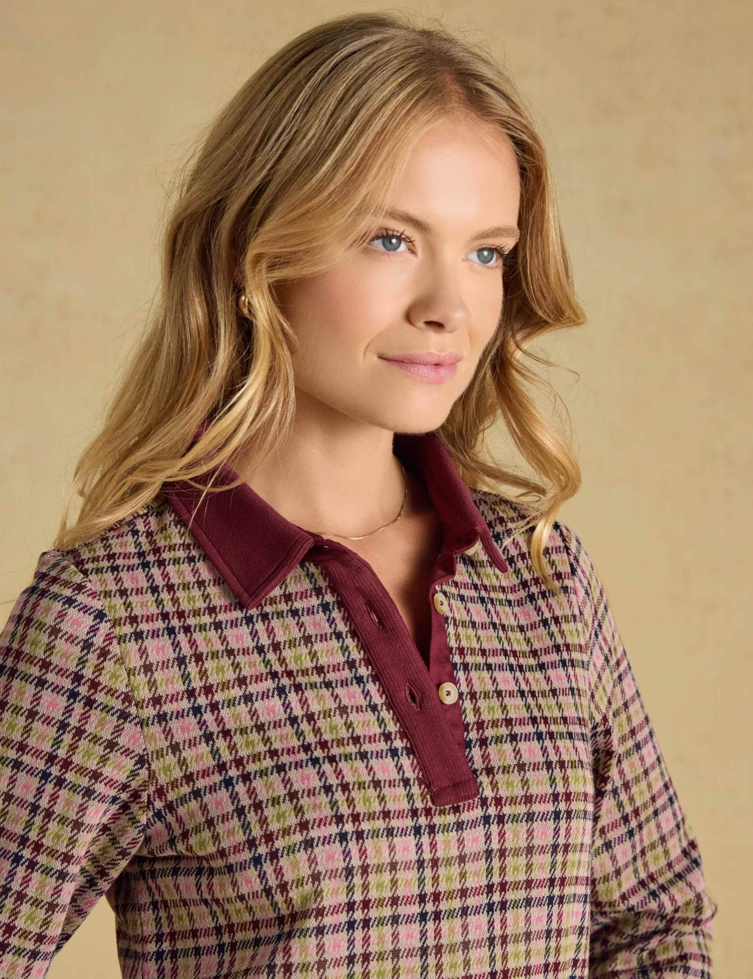 Jersey Checked Collared Top 3 of 8