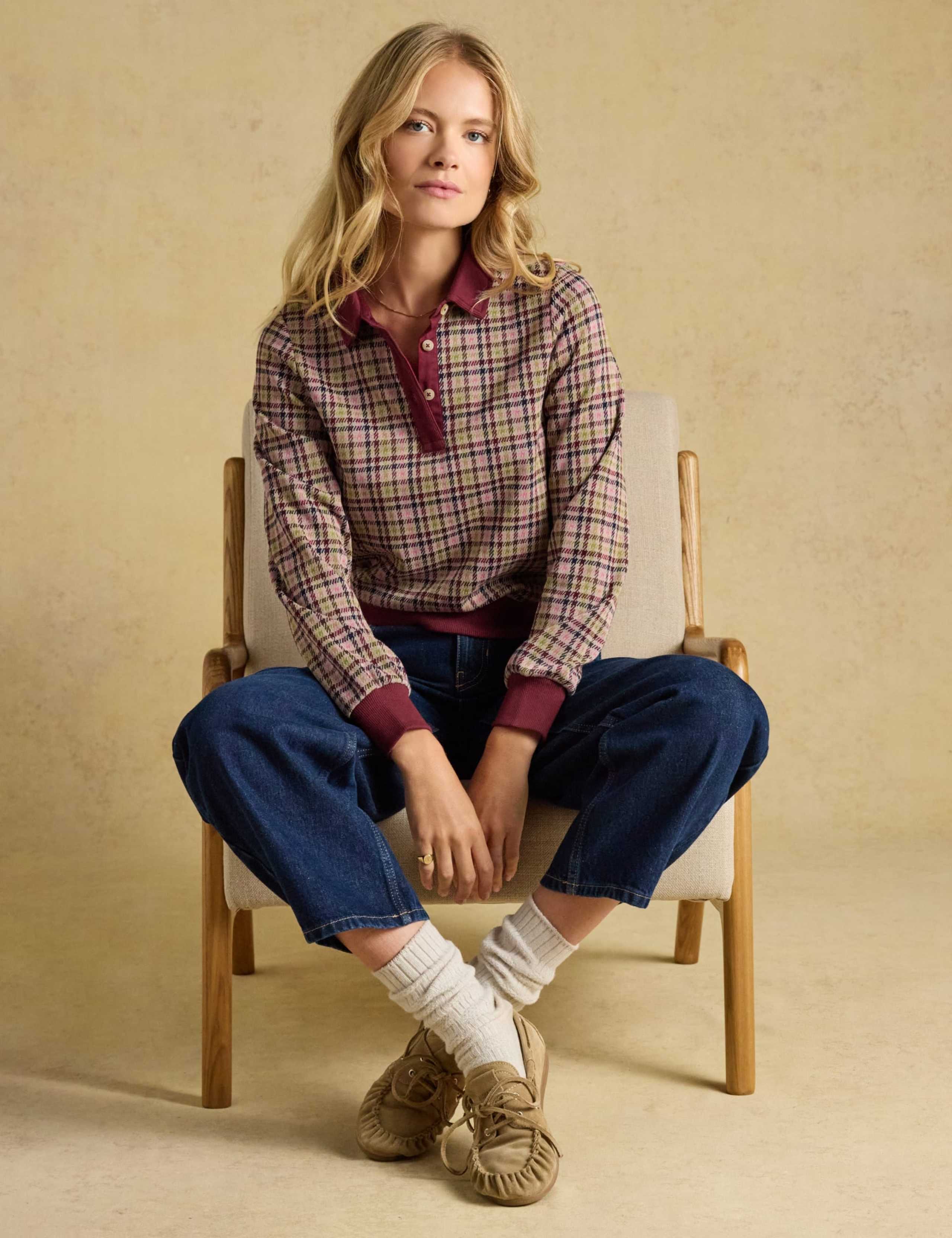 Jersey Checked Collared Top 5 of 8