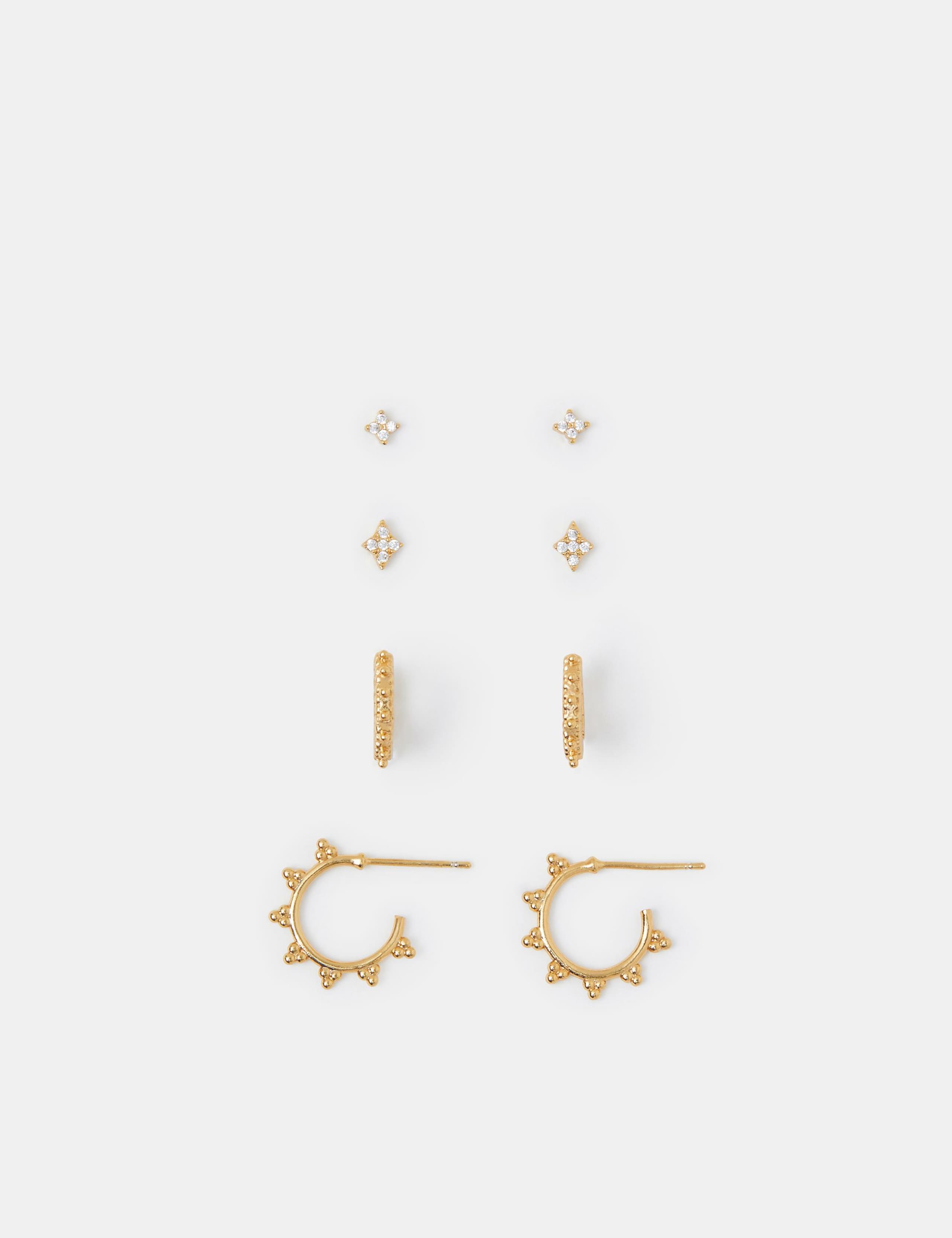 4 Pack Gold Plated Flower Earrings 2 of 3