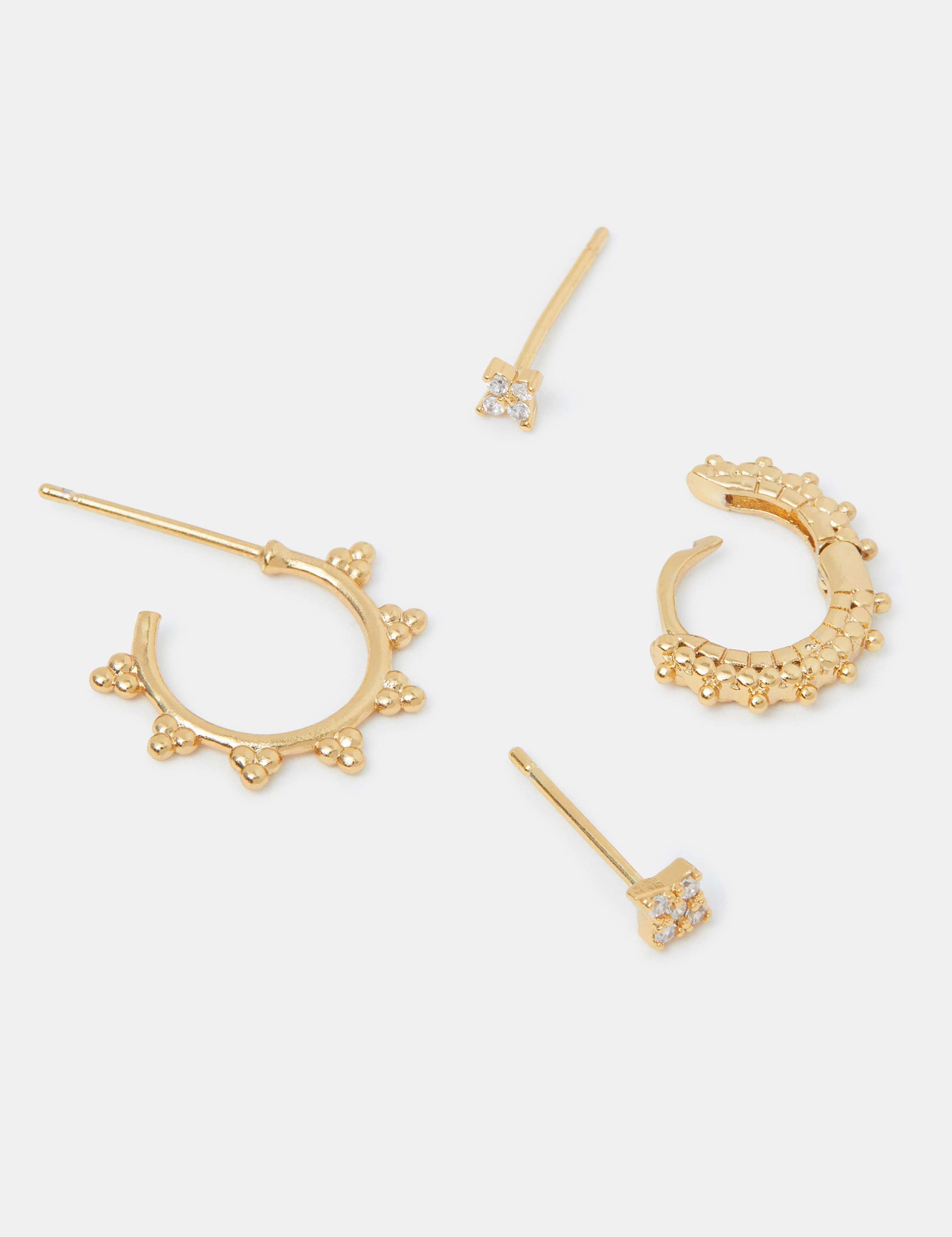 4 Pack Gold Plated Flower Earrings 3 of 3