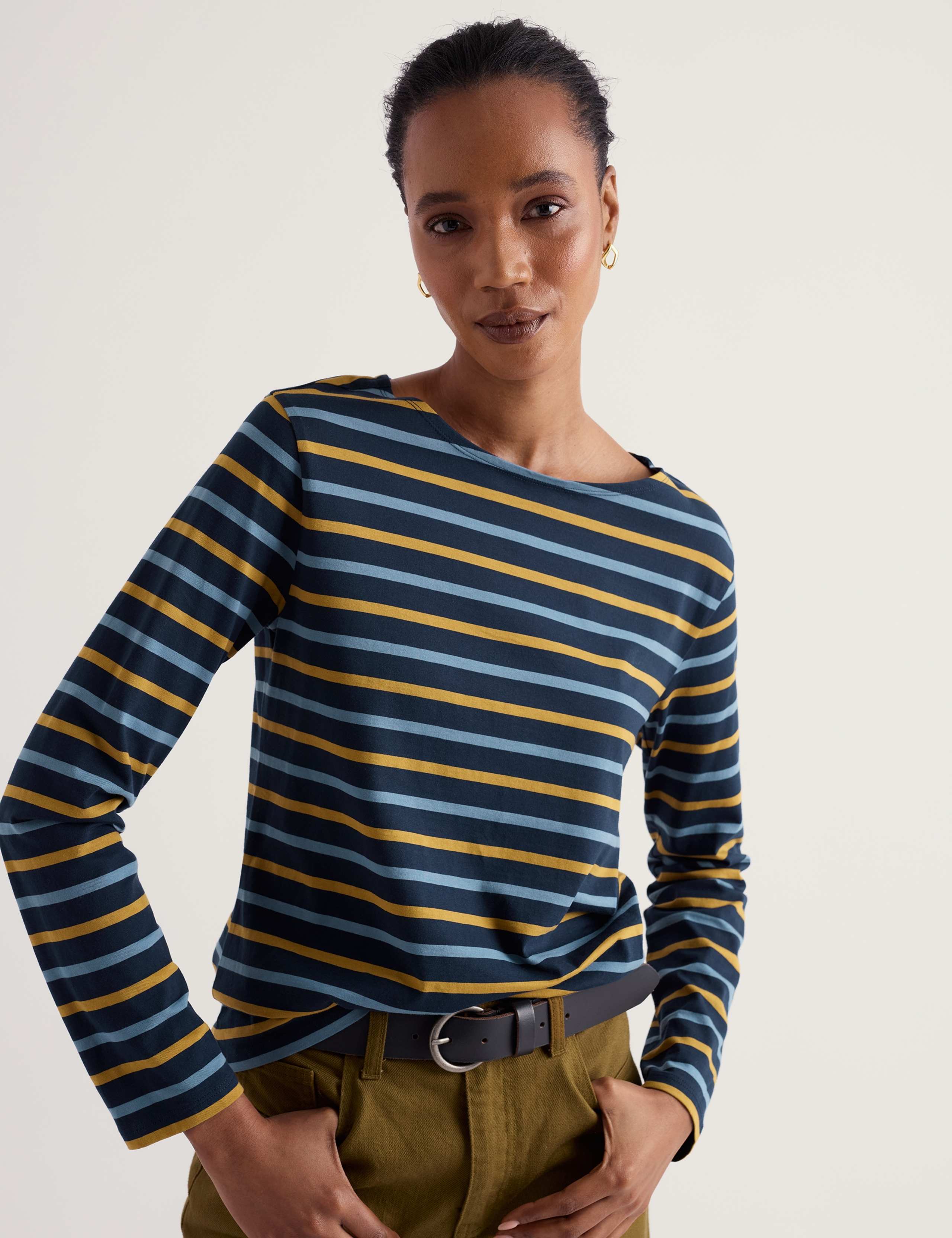 Pure Cotton Striped Crew Neck Top 3 of 5