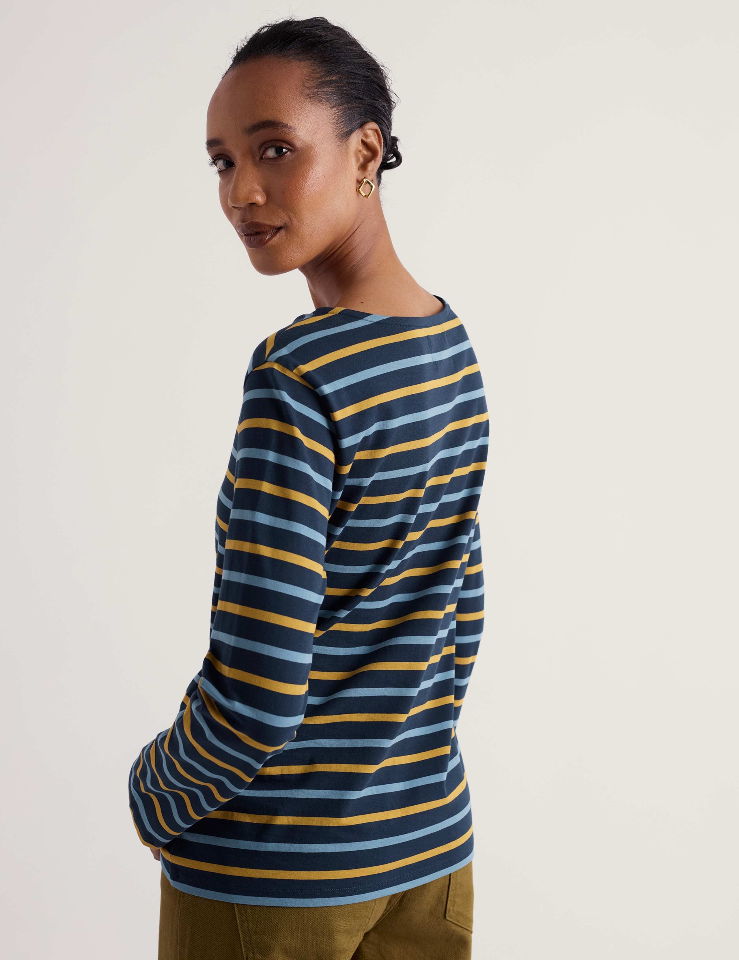 Pure Cotton Striped Crew Neck Top 4 of 5