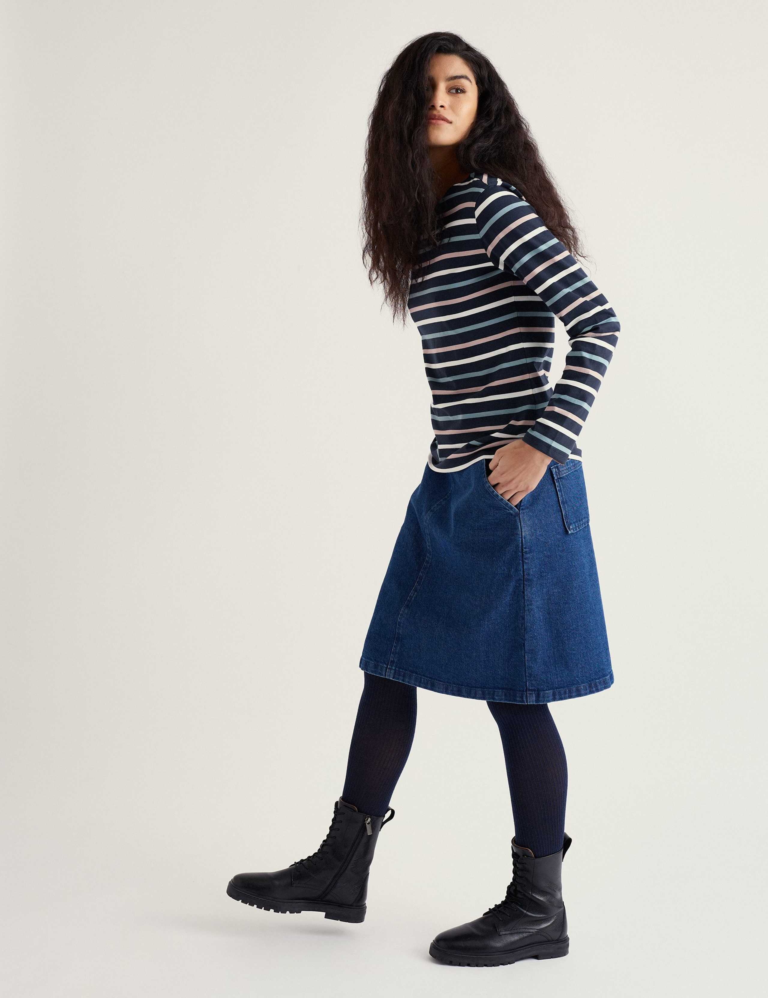 Pure Cotton Striped Crew Neck Top 1 of 5