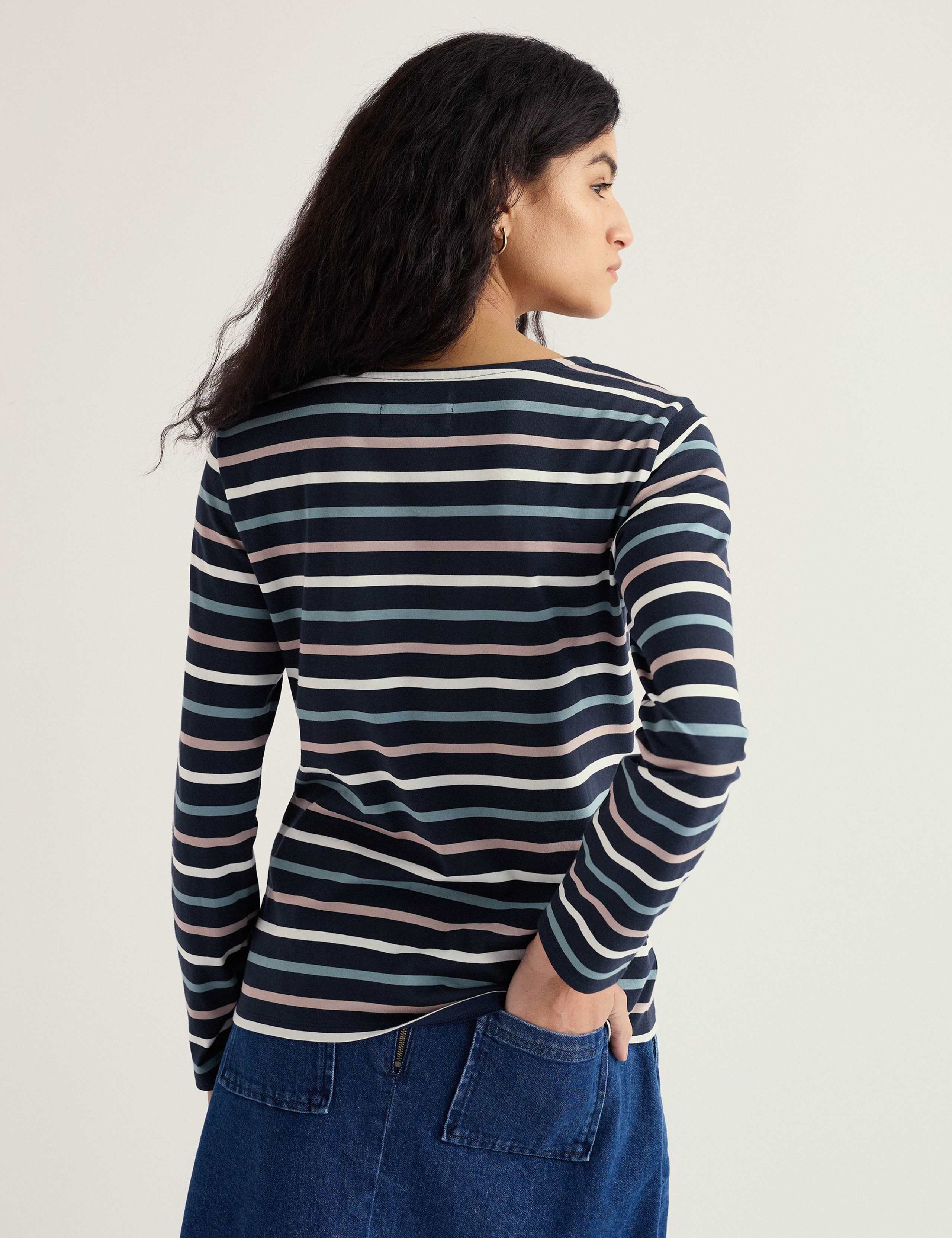 Pure Cotton Striped Crew Neck Top 4 of 5