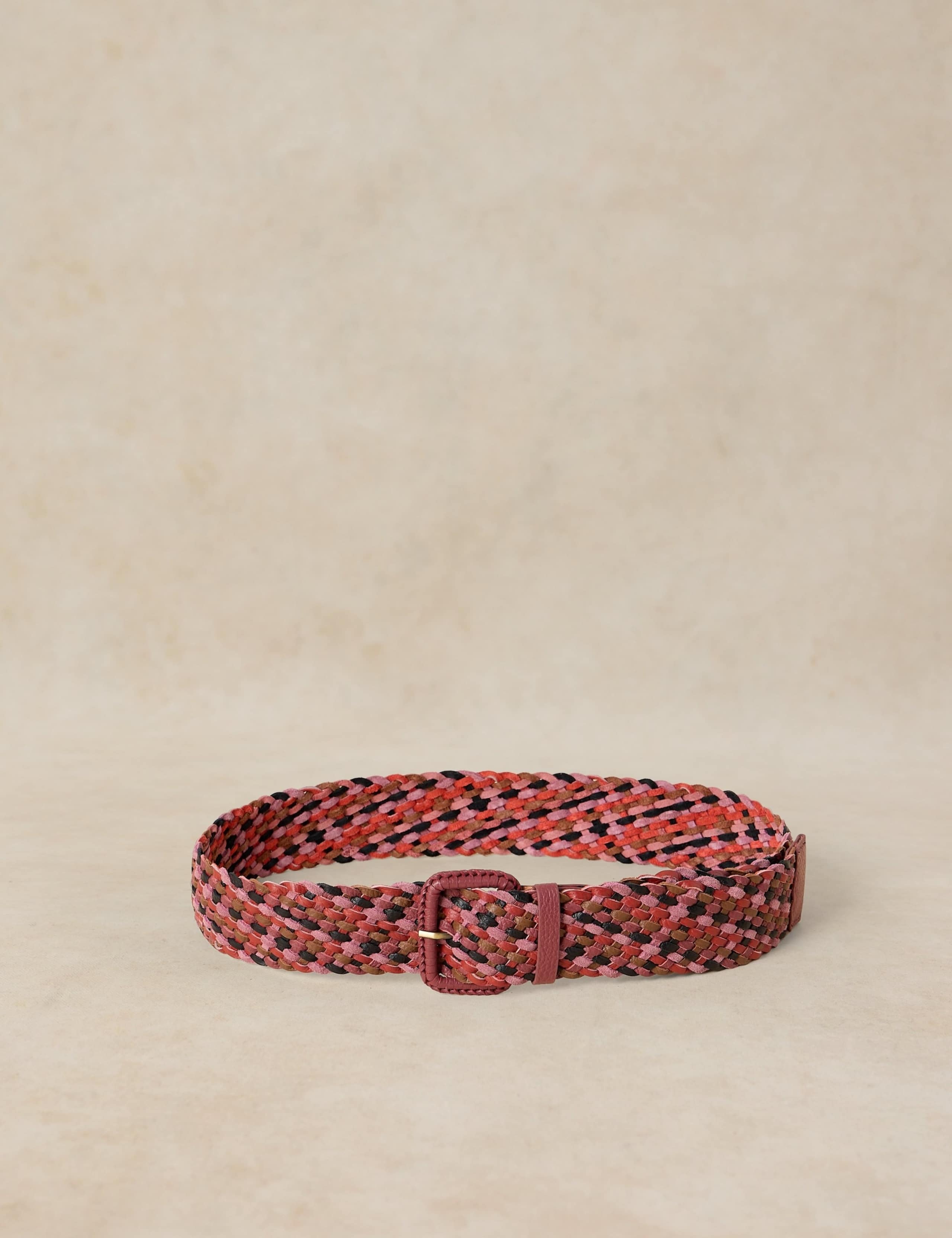 Leather and Suede Tonal Wide Weave Belt 3 of 3