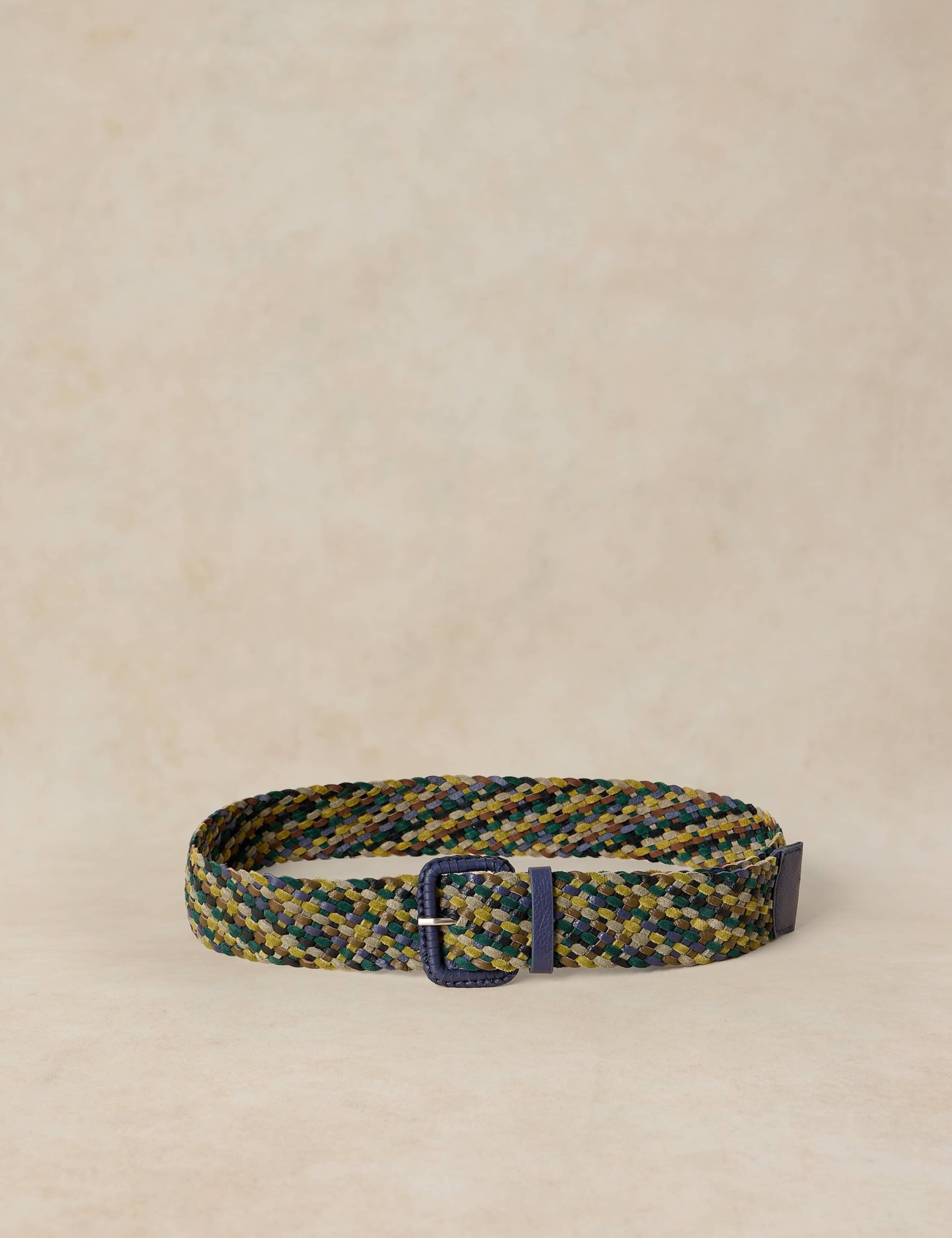Leather and Suede Tonal Wide Weave Belt 2 of 3