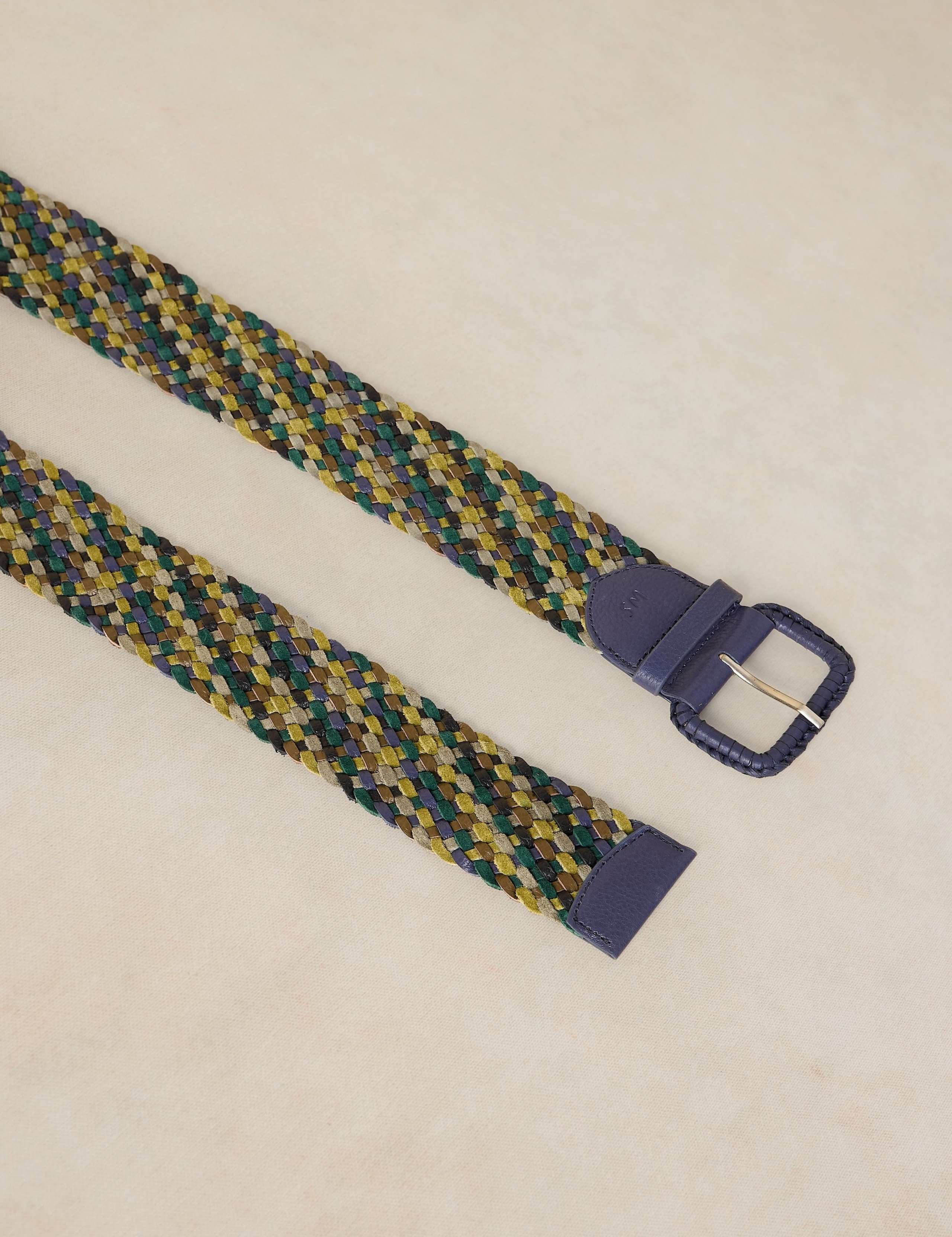 Leather and Suede Tonal Wide Weave Belt 3 of 3
