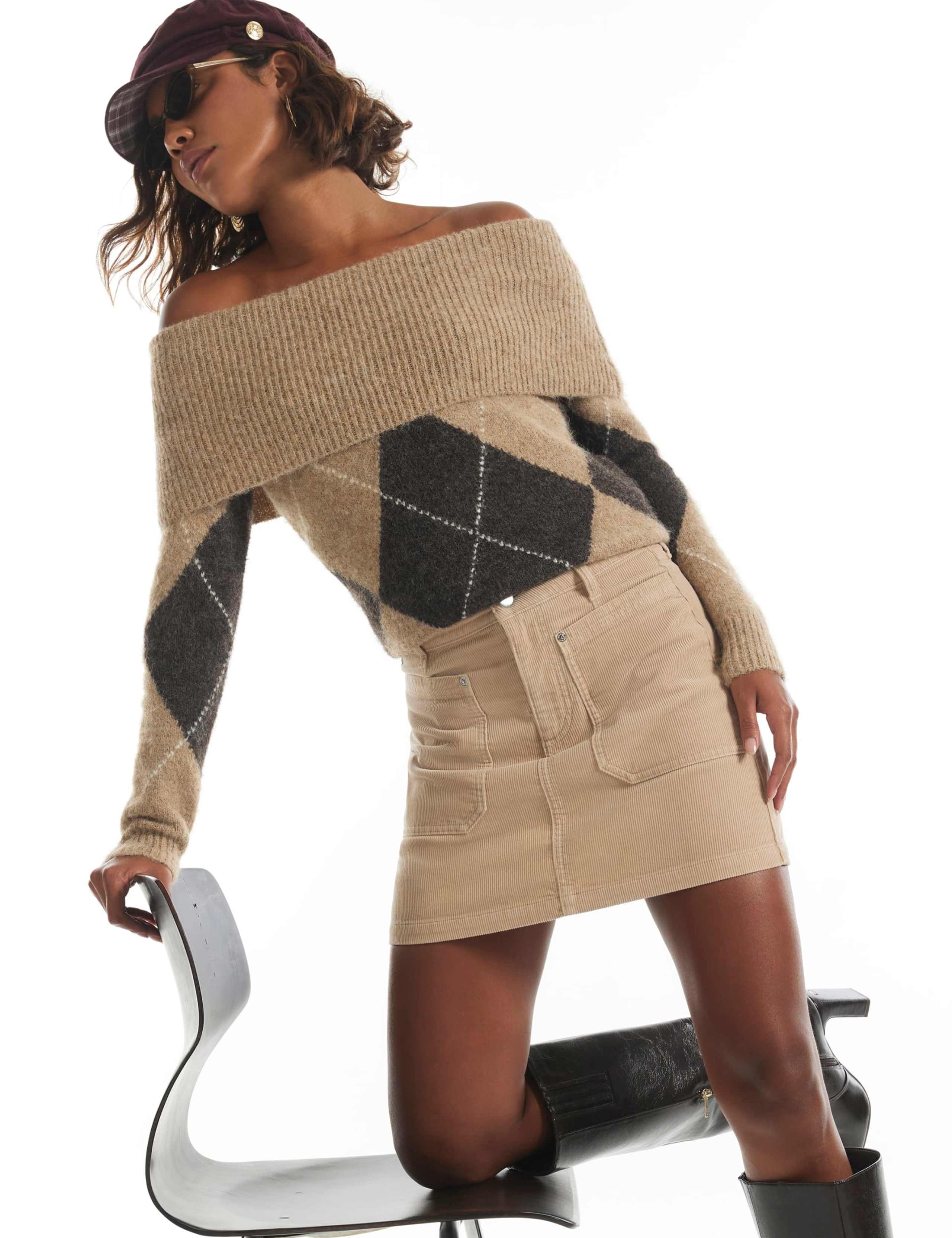 Cord Textured Midi Pencil Skirt 4 of 6