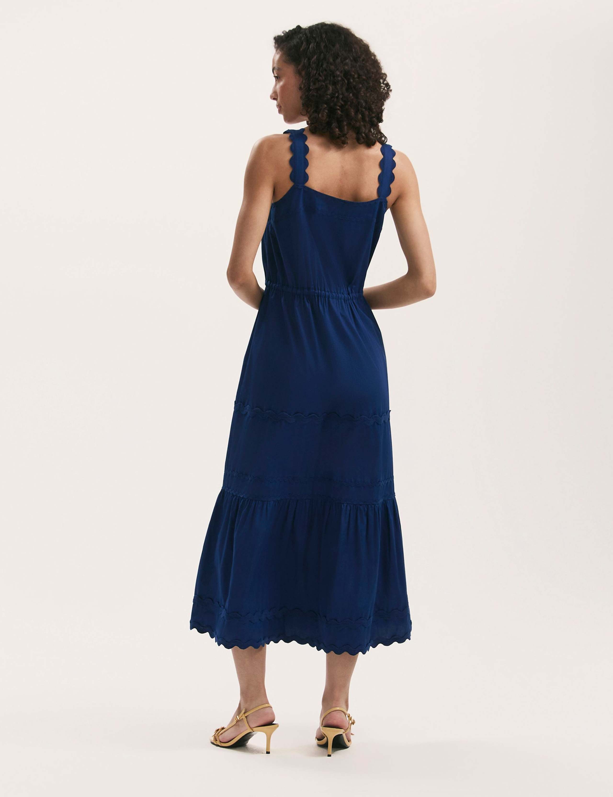 Pure Cotton Square Neck Midi Tiered Dress 2 of 3