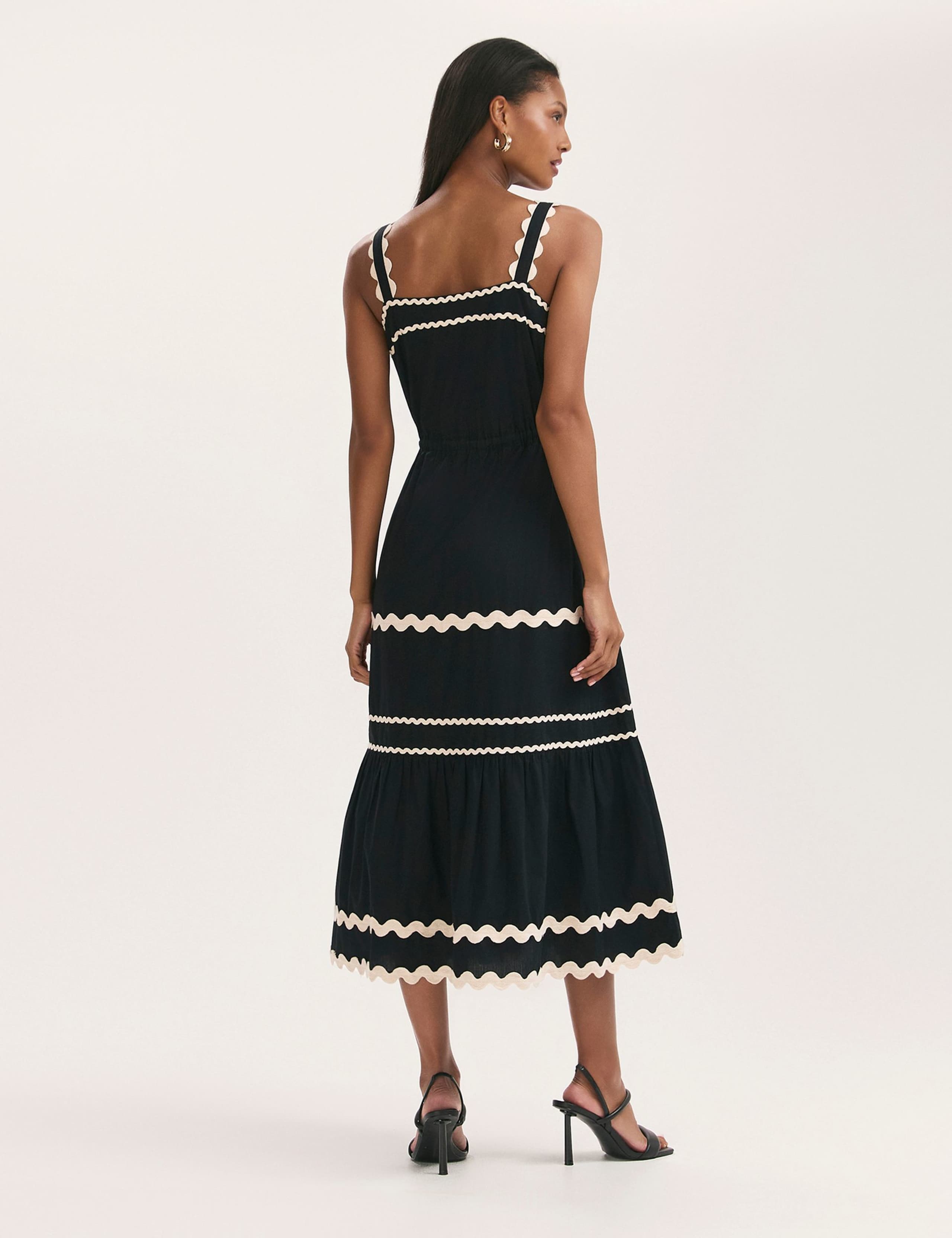 Pure Cotton Square Neck Midi Tiered Dress 2 of 4