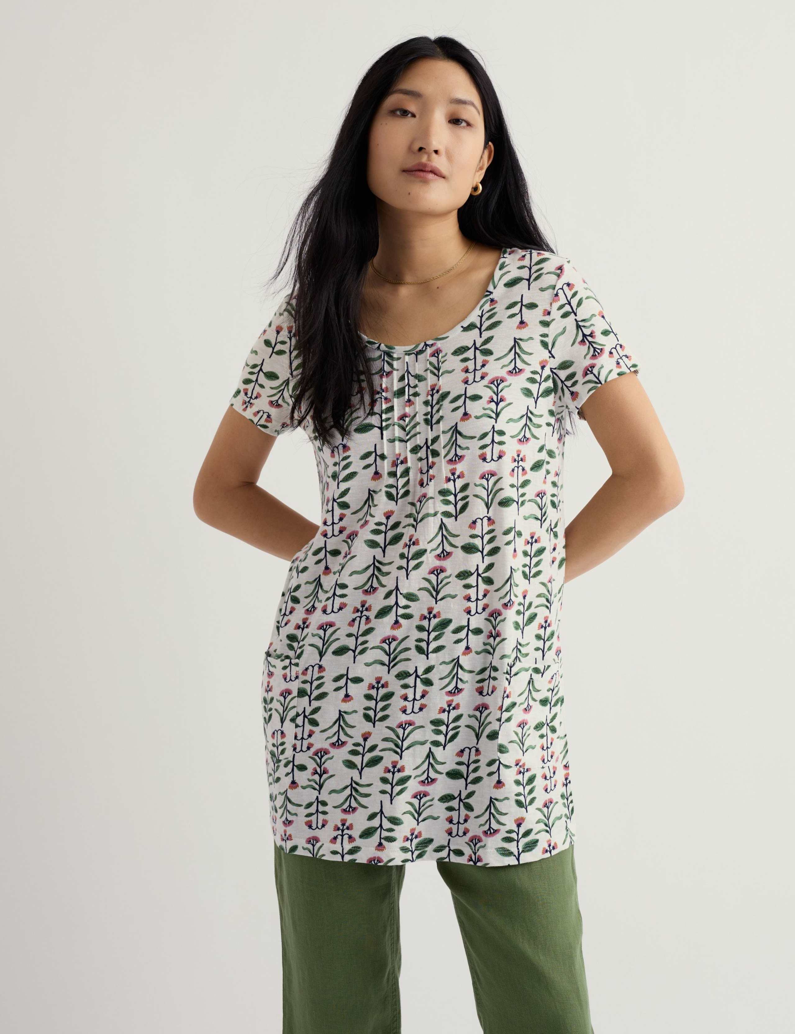 Pure Cotton Floral Relaxed Tunic 3 of 5