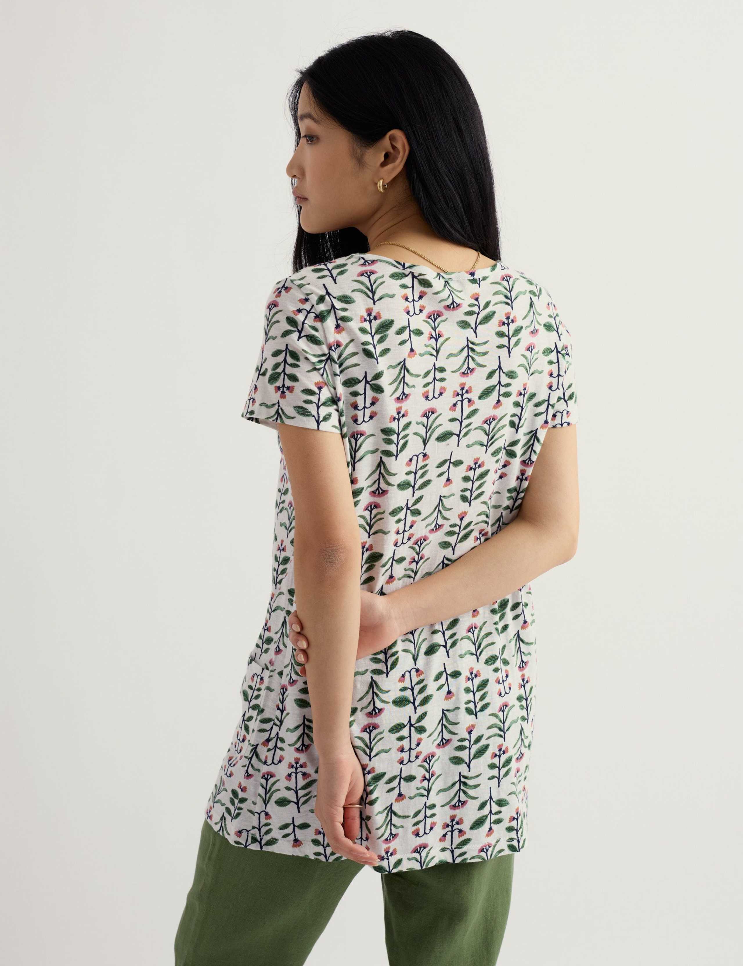 Pure Cotton Floral Relaxed Tunic 4 of 5