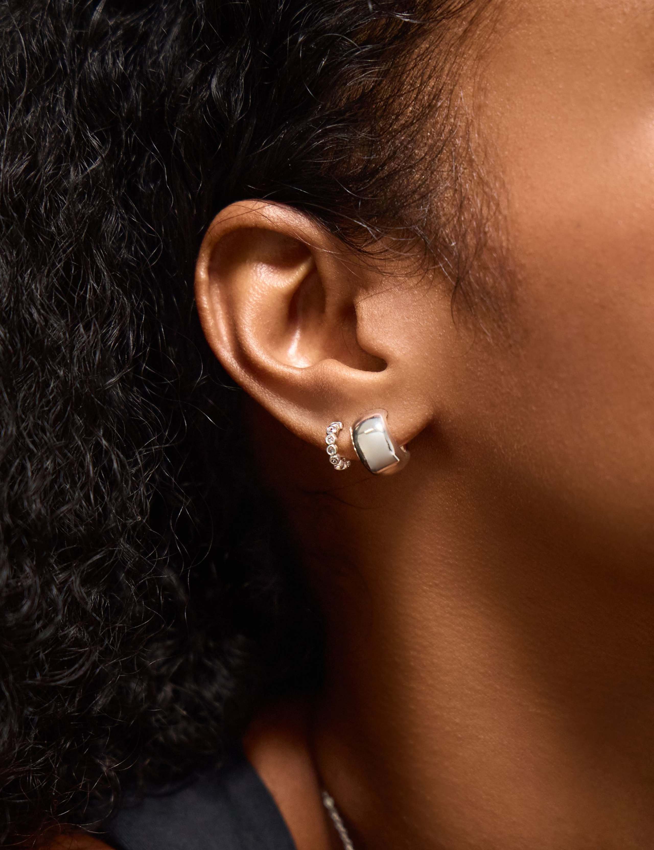 Sterling Silver Plated Hoop Earrings 1 of 3