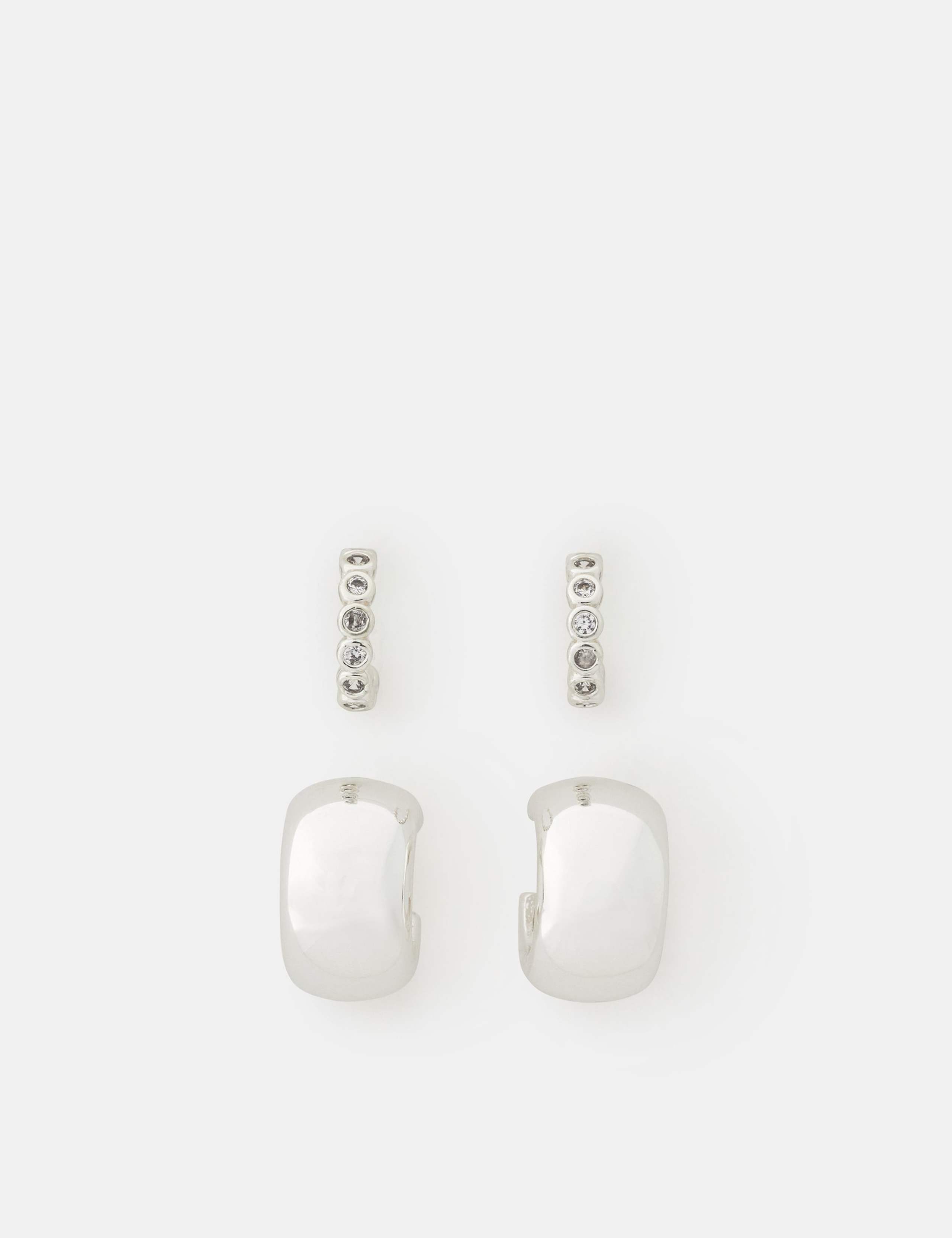 2 Pack Silver Plated Hoop Earrings 2 of 3