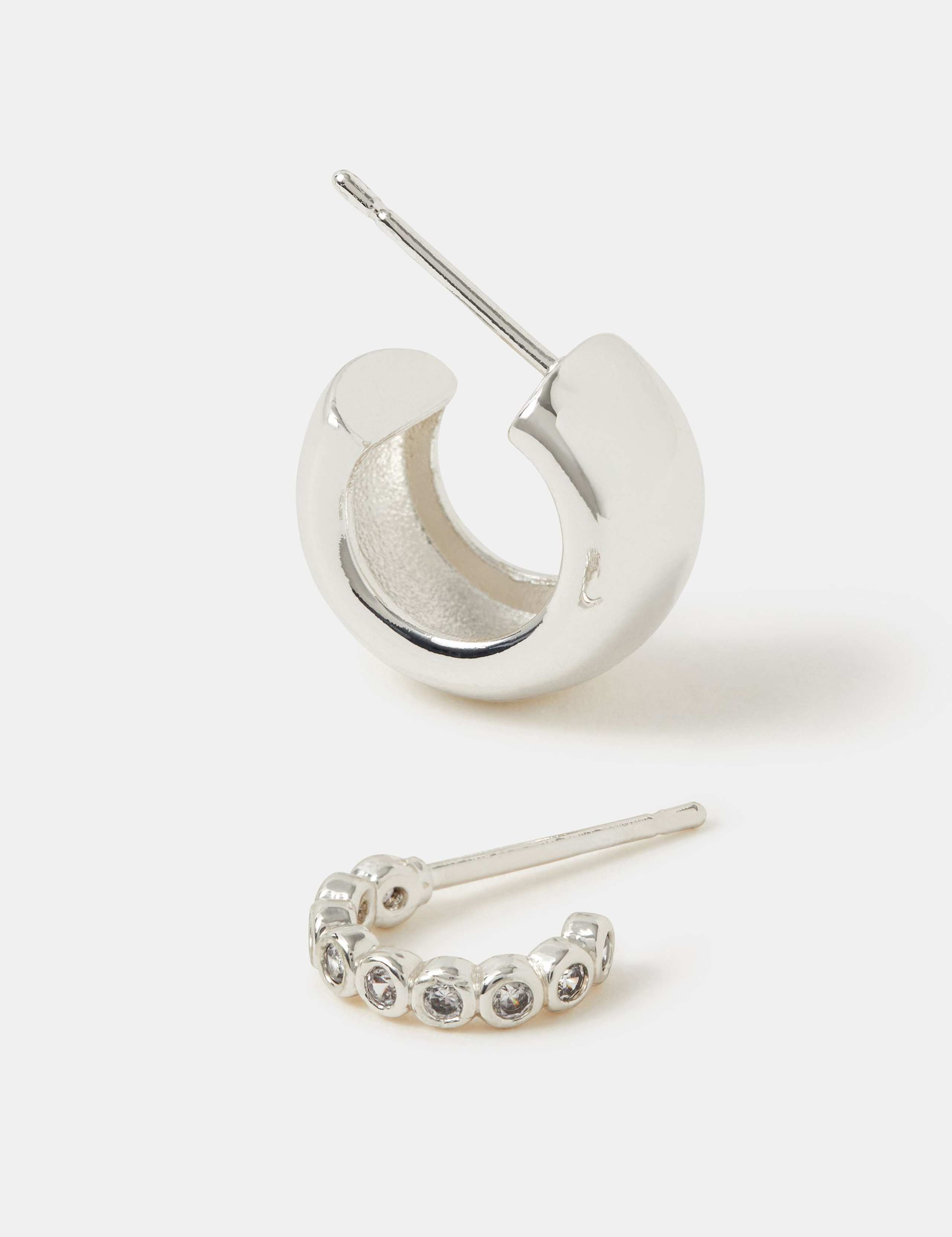 2 Pack Silver Plated Hoop Earrings 3 of 3