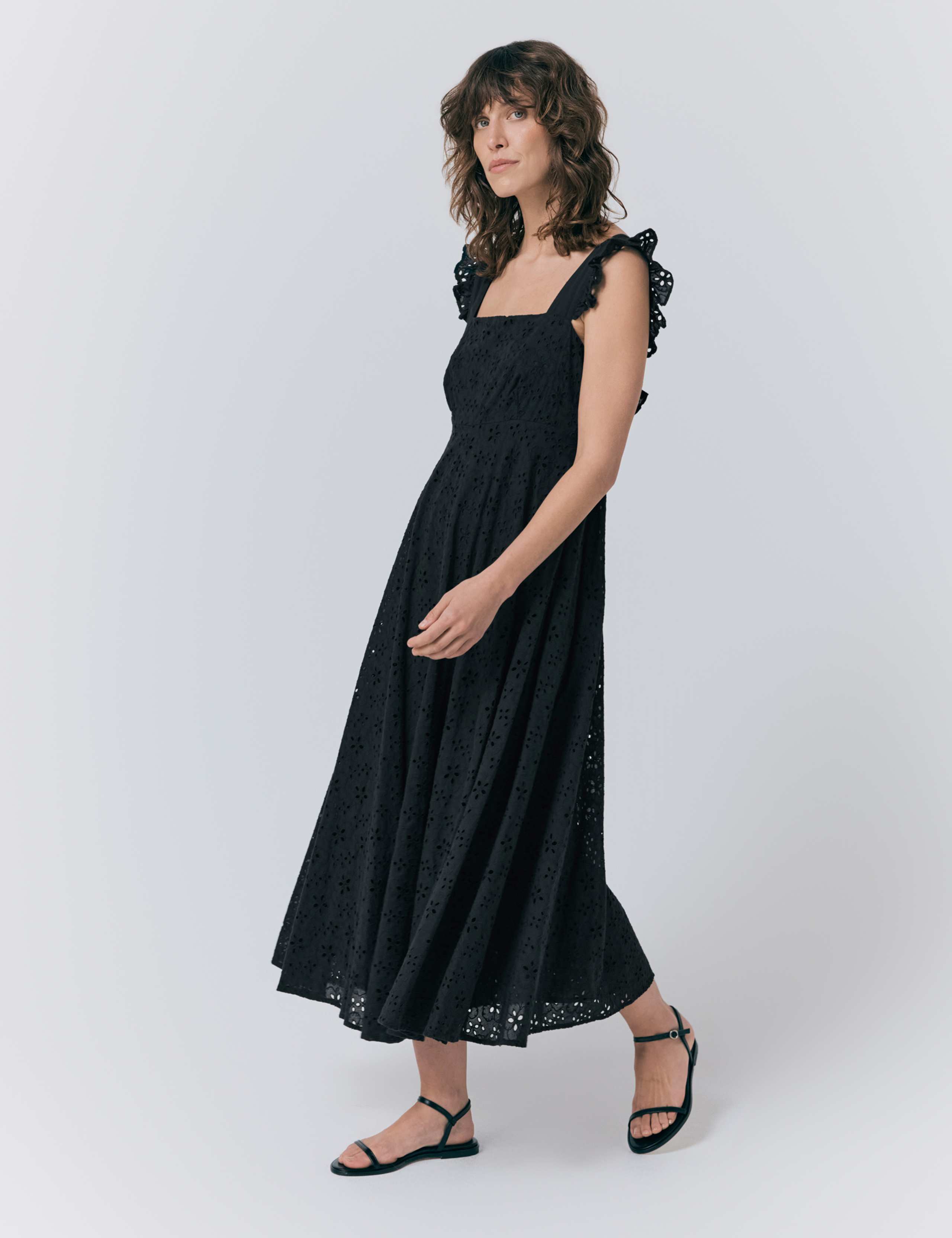 Pure Cotton Broderie Midaxi Skater Dress 3 of 5