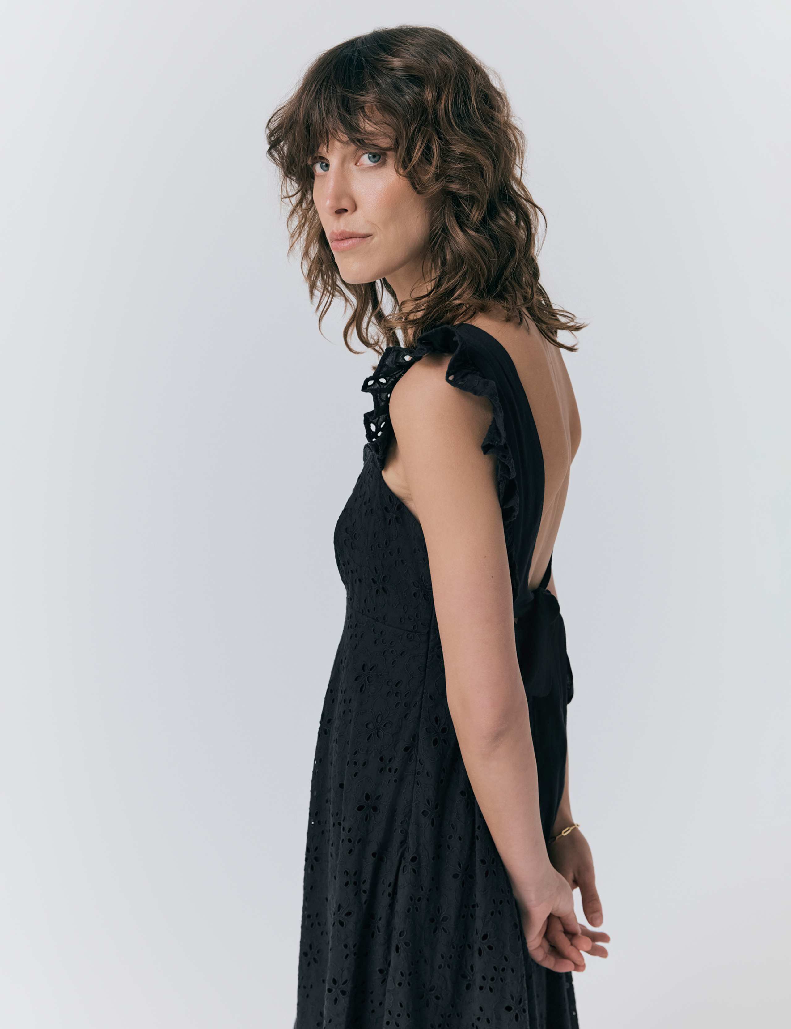 Pure Cotton Broderie Midaxi Skater Dress 4 of 5