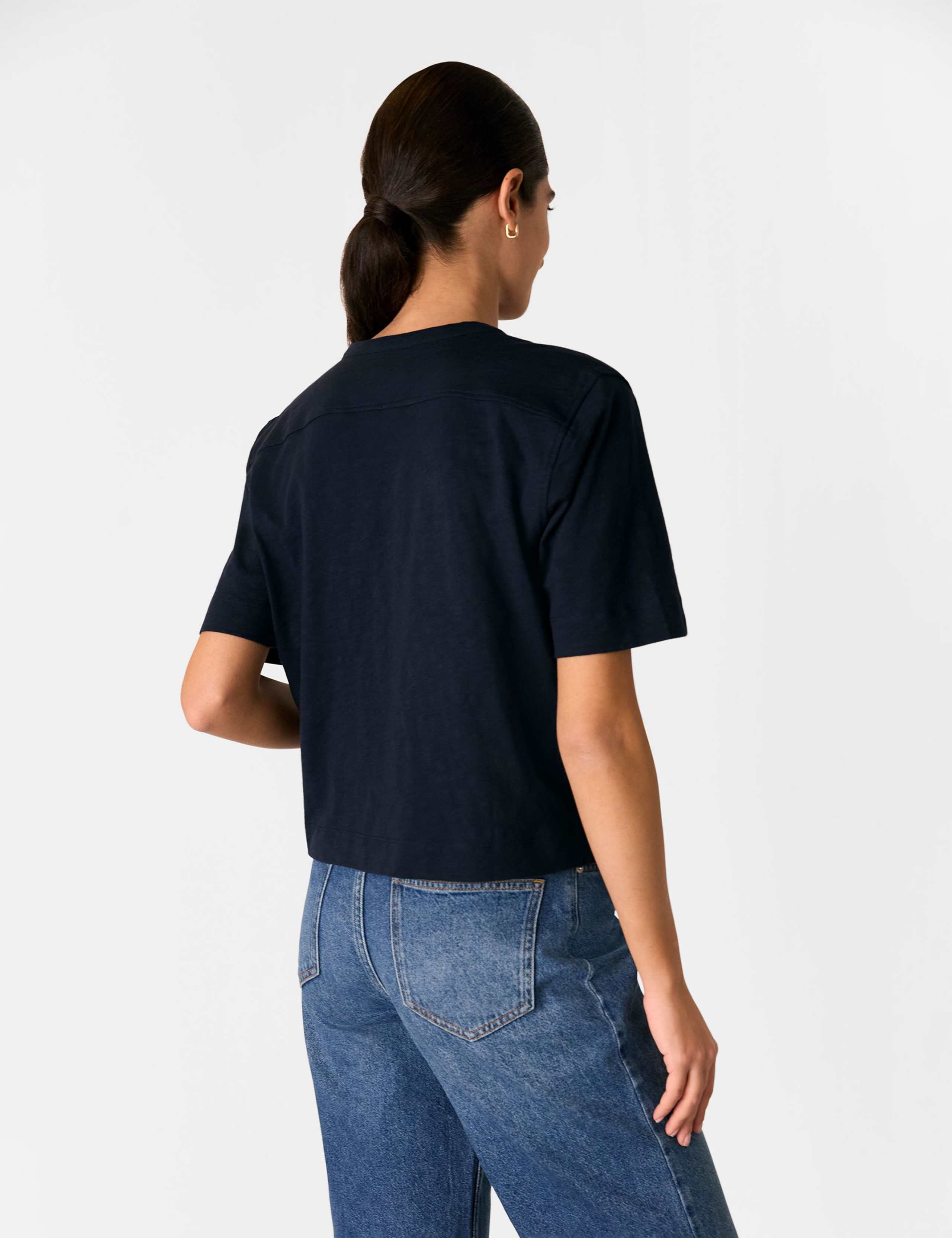 Pure Cotton V-Neck Button Through T-Shirt 3 of 4