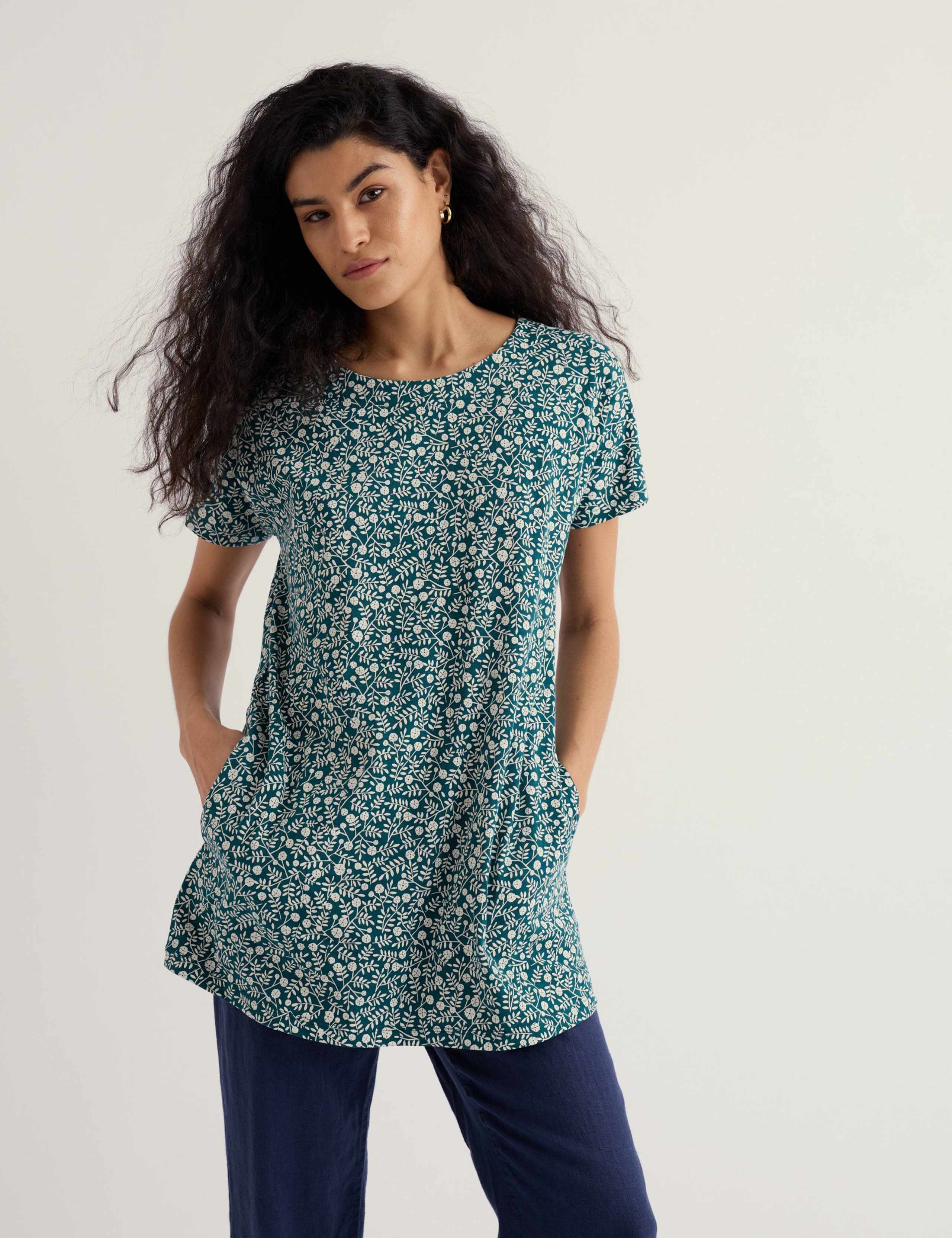 Pure Cotton Jersey Floral Tunic 1 of 5