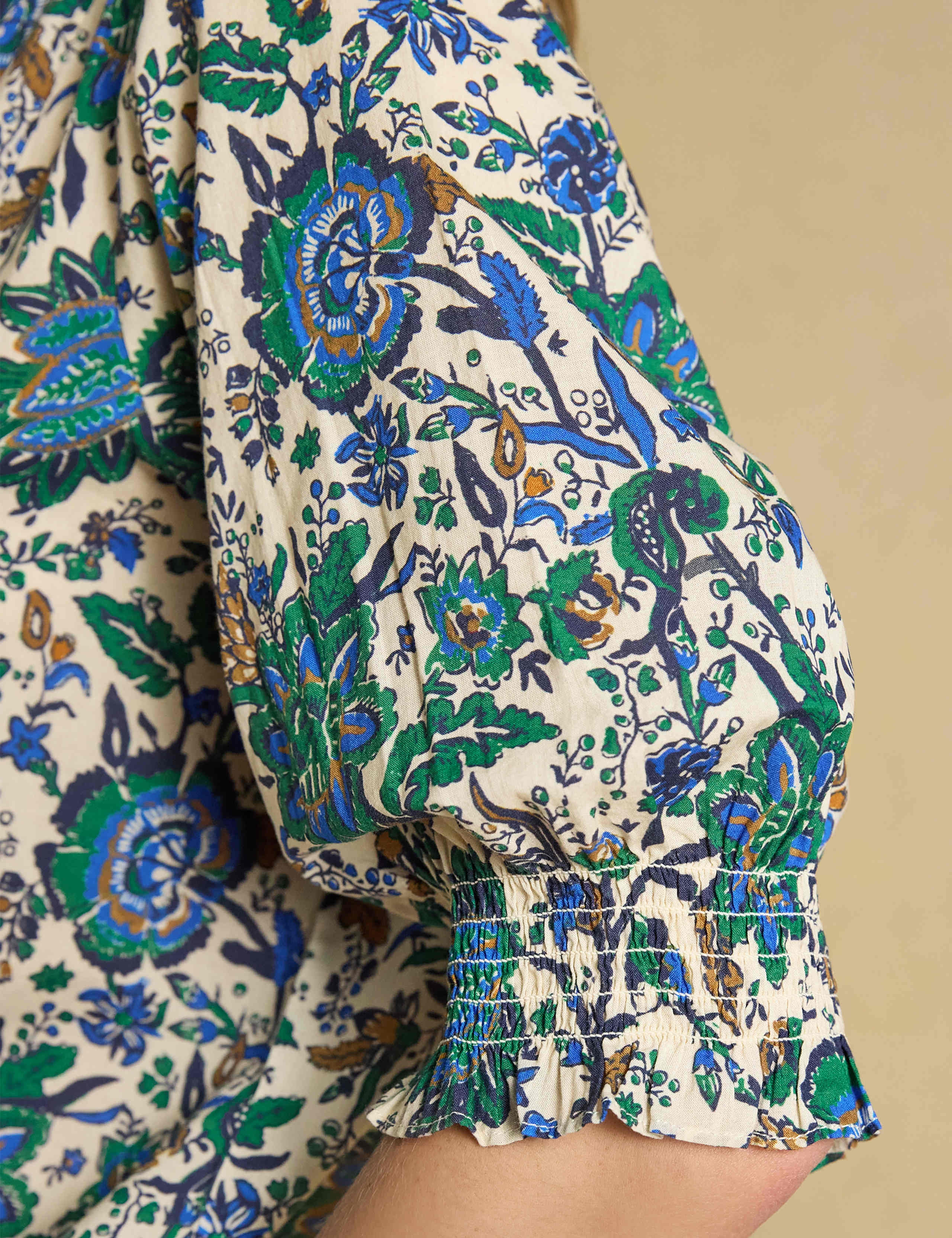 Pure Cotton Floral High Neck Blouse 5 of 7