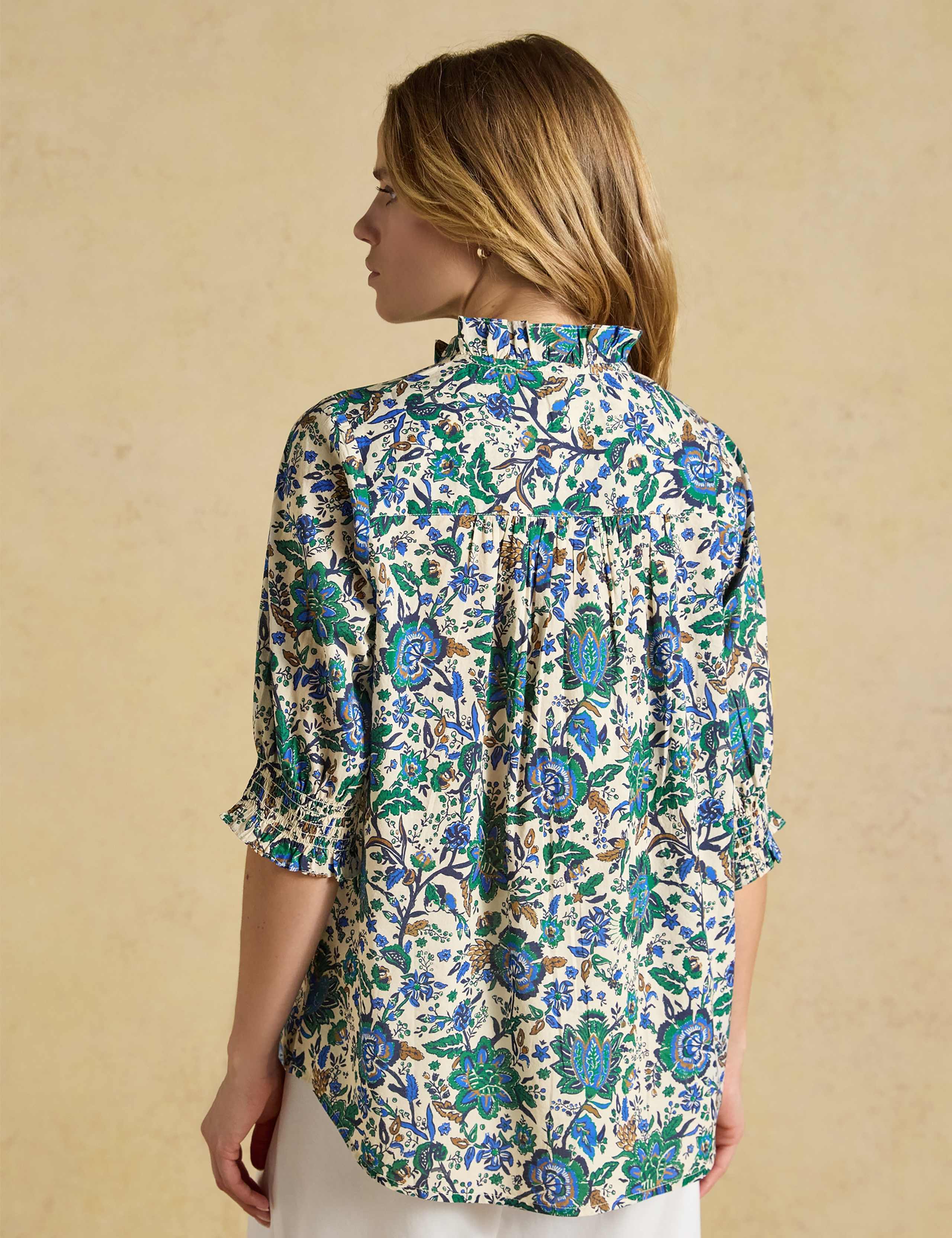 Pure Cotton Floral High Neck Blouse 6 of 7