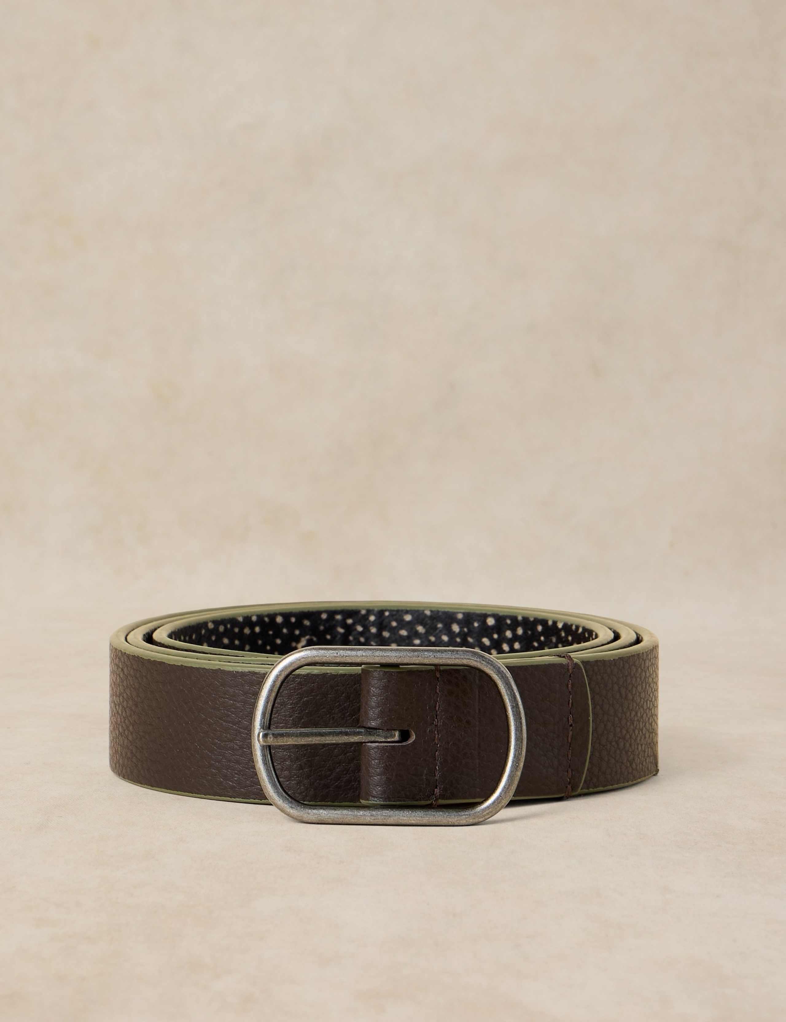 Hair On Leather Patterned Reversible Belt 1 of 3