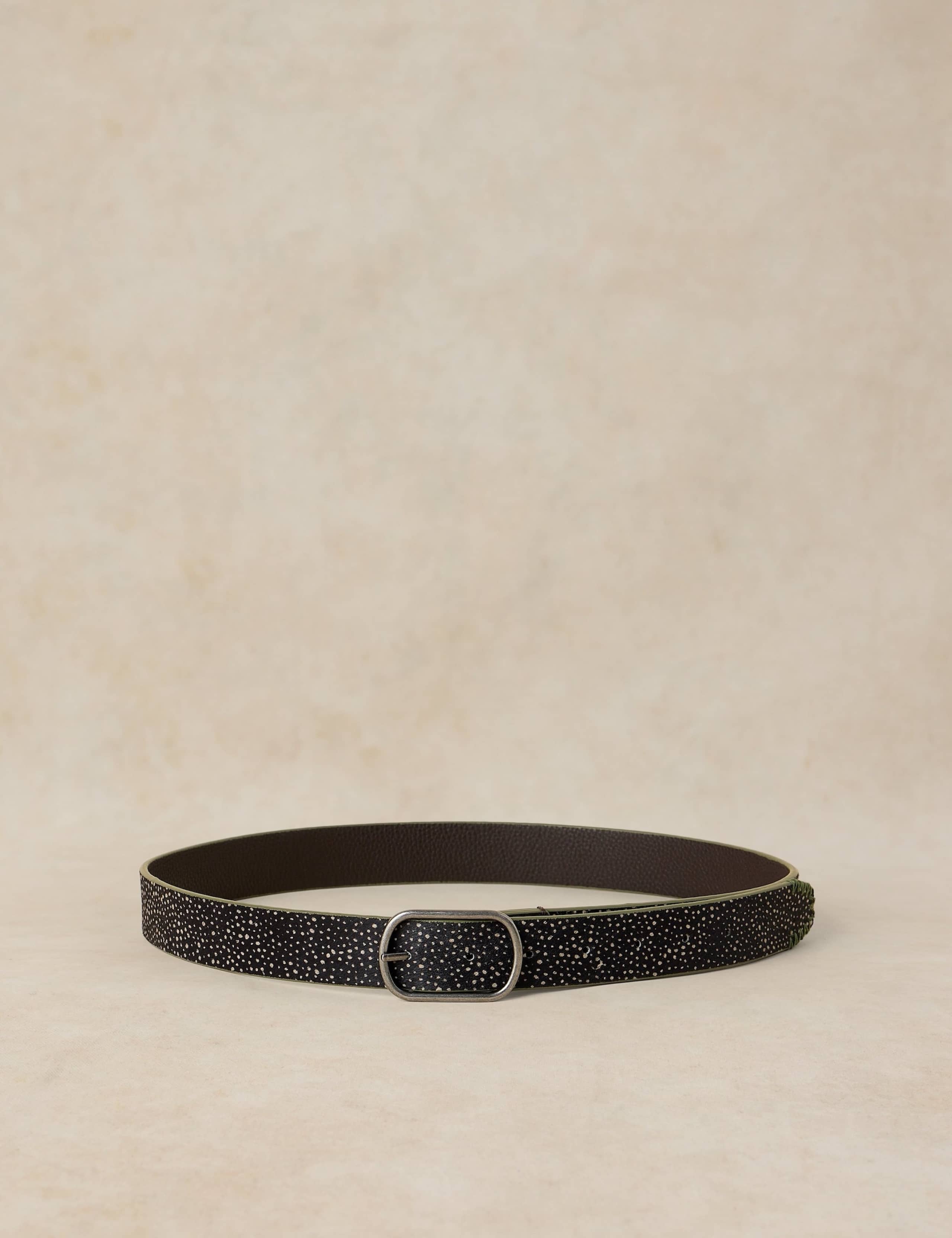 Hair On Leather Patterned Reversible Belt 2 of 3