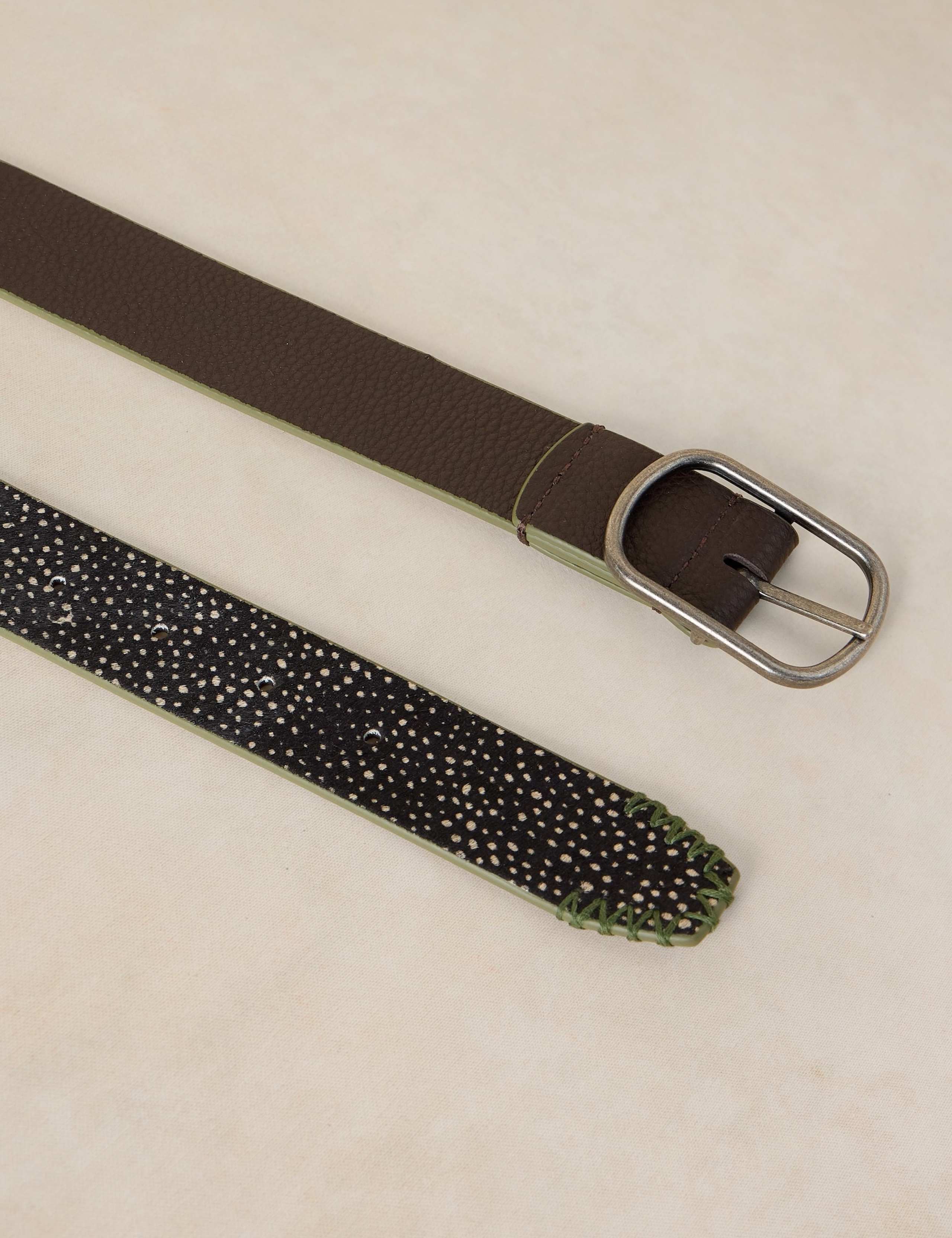 Hair On Leather Patterned Reversible Belt 3 of 3