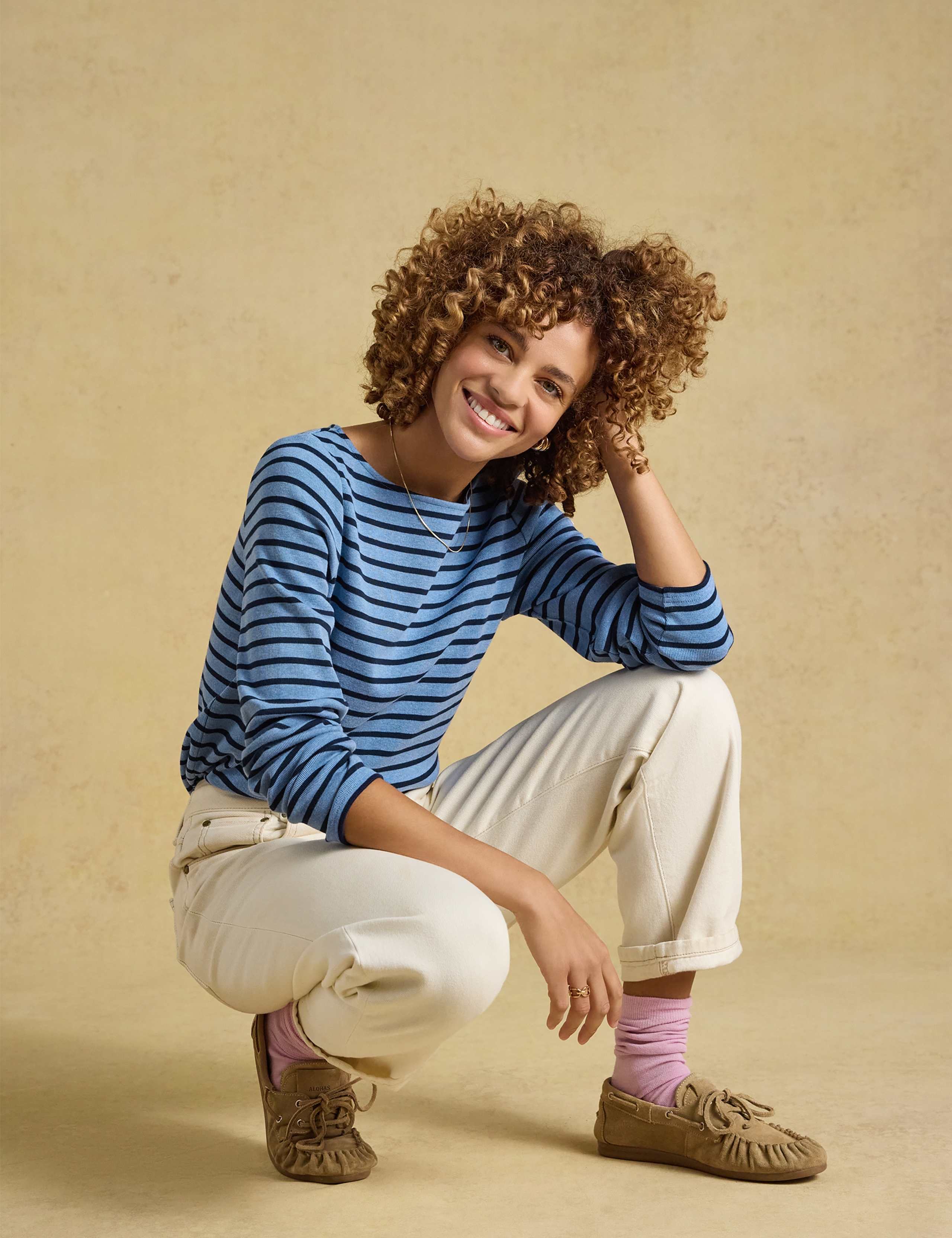Pure Cotton Striped Boat Neck Relaxed Top 3 of 9