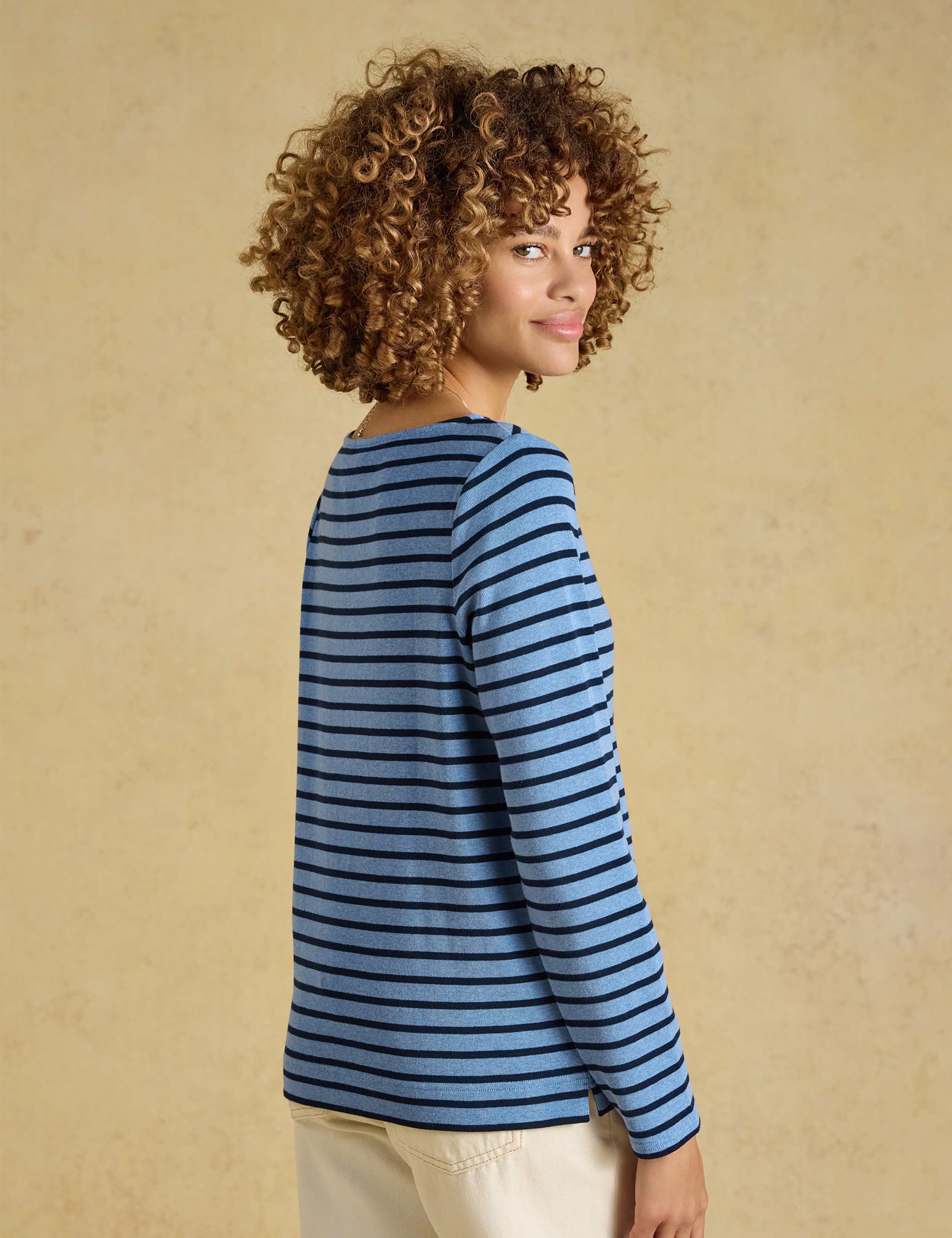 Pure Cotton Striped Boat Neck Relaxed Top 7 of 9