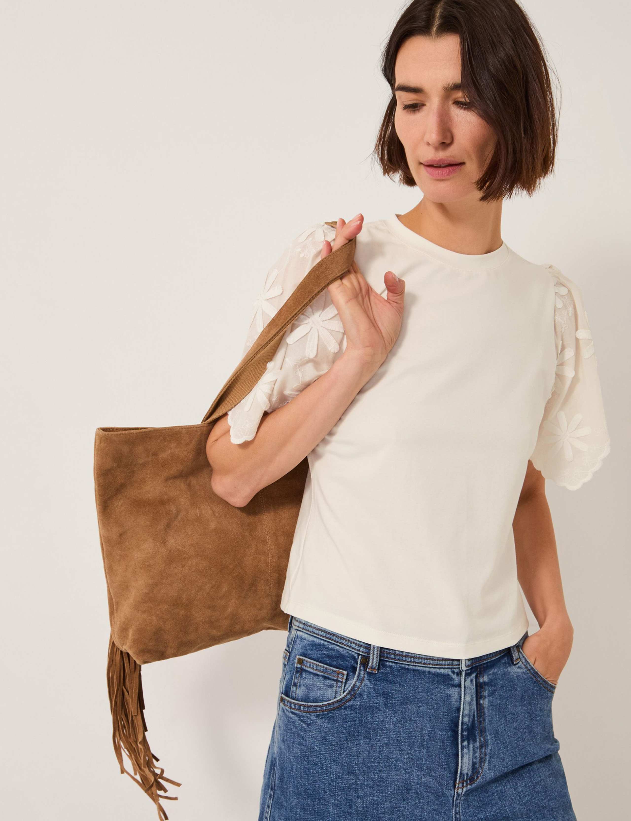 Cotton Rich Floral Applique T-Shirt 1 of 4