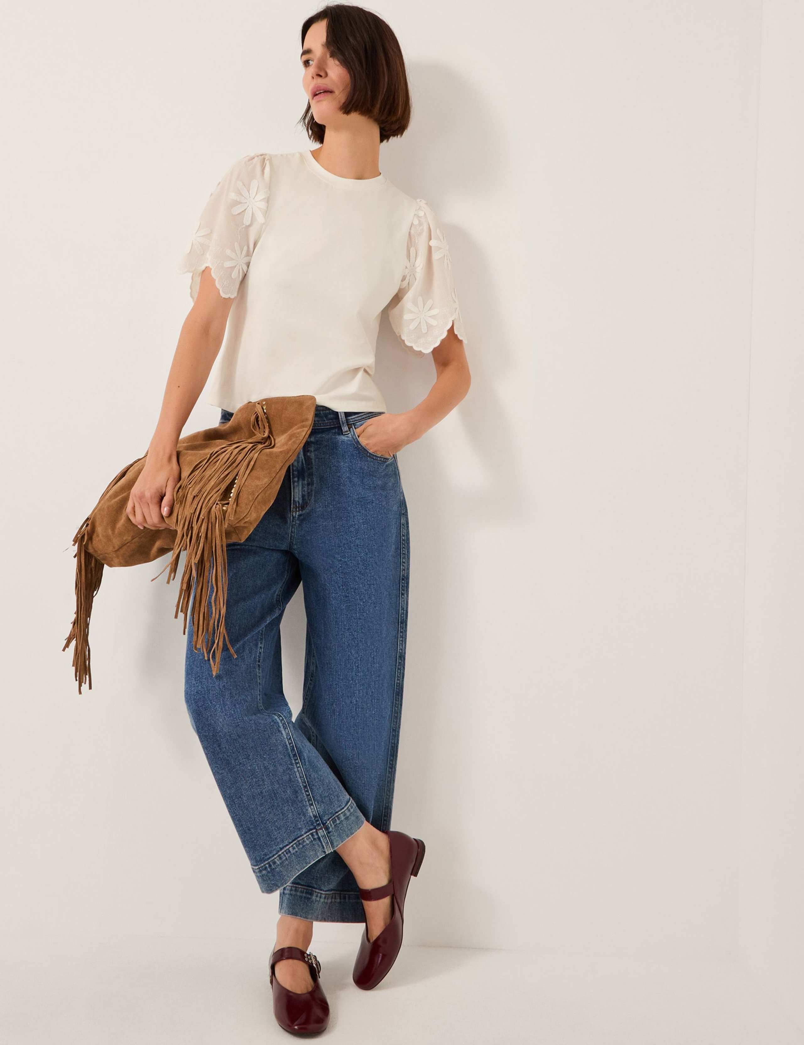 Cotton Rich Floral Applique T-Shirt 3 of 4