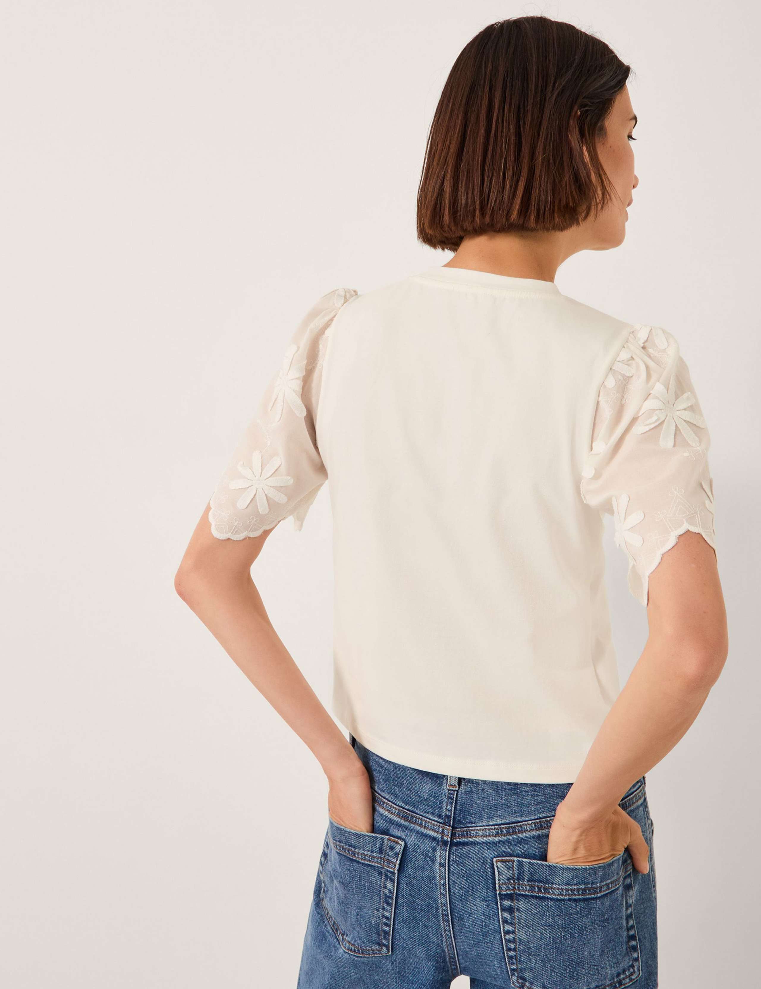 Cotton Rich Floral Applique T-Shirt 4 of 4