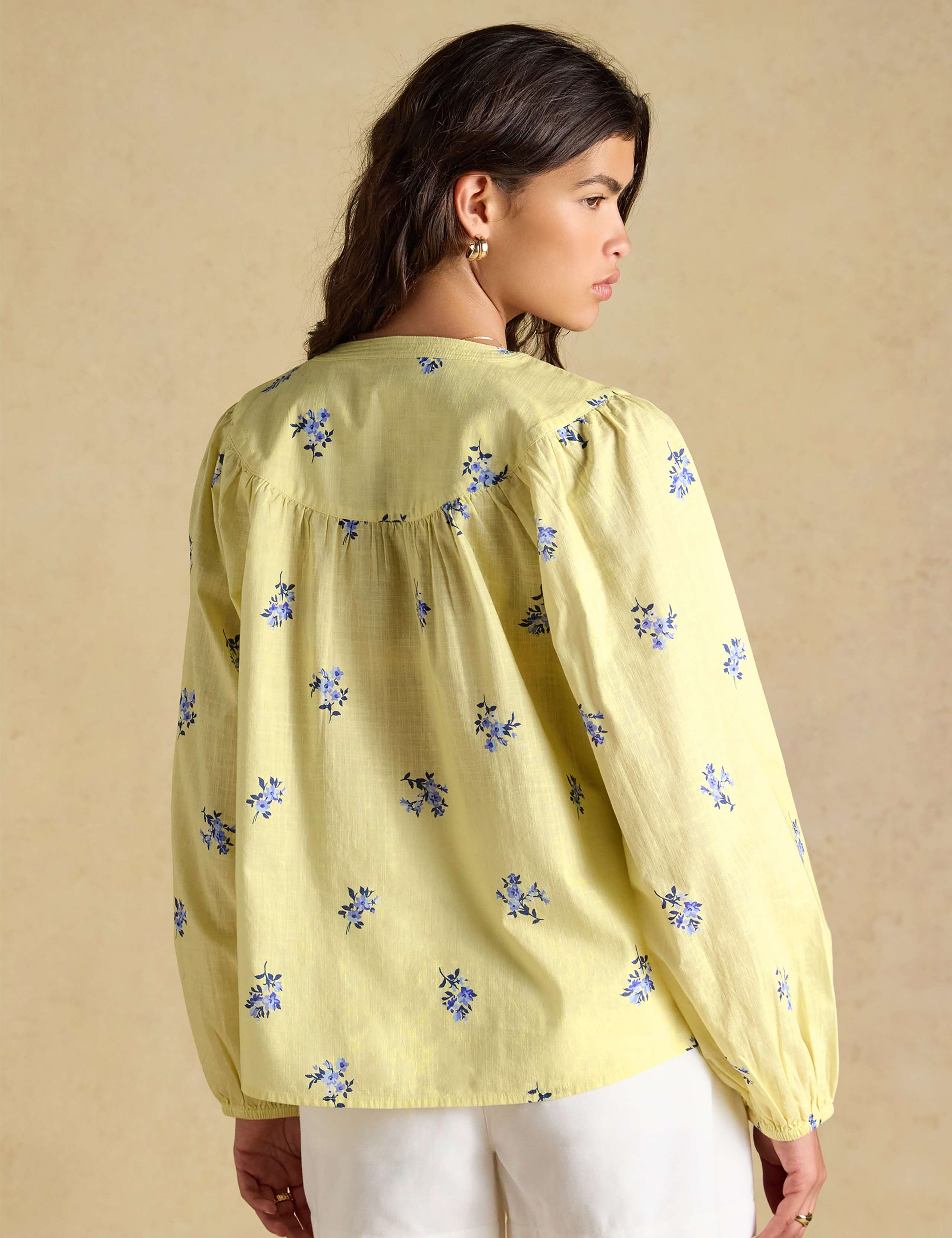 Pure Cotton Floral V-Neck Popover Blouse 4 of 7