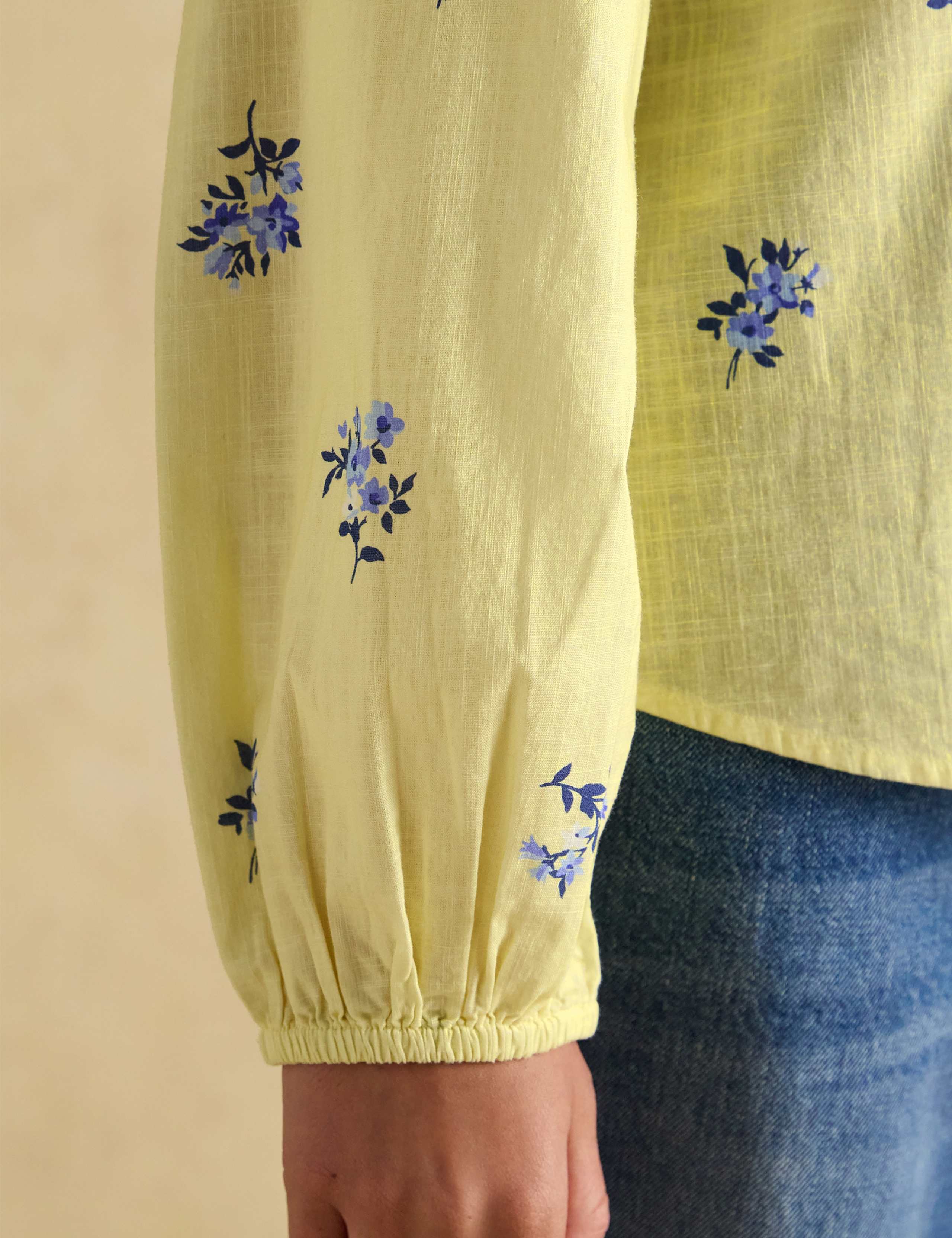 Pure Cotton Floral V-Neck Popover Blouse 6 of 7