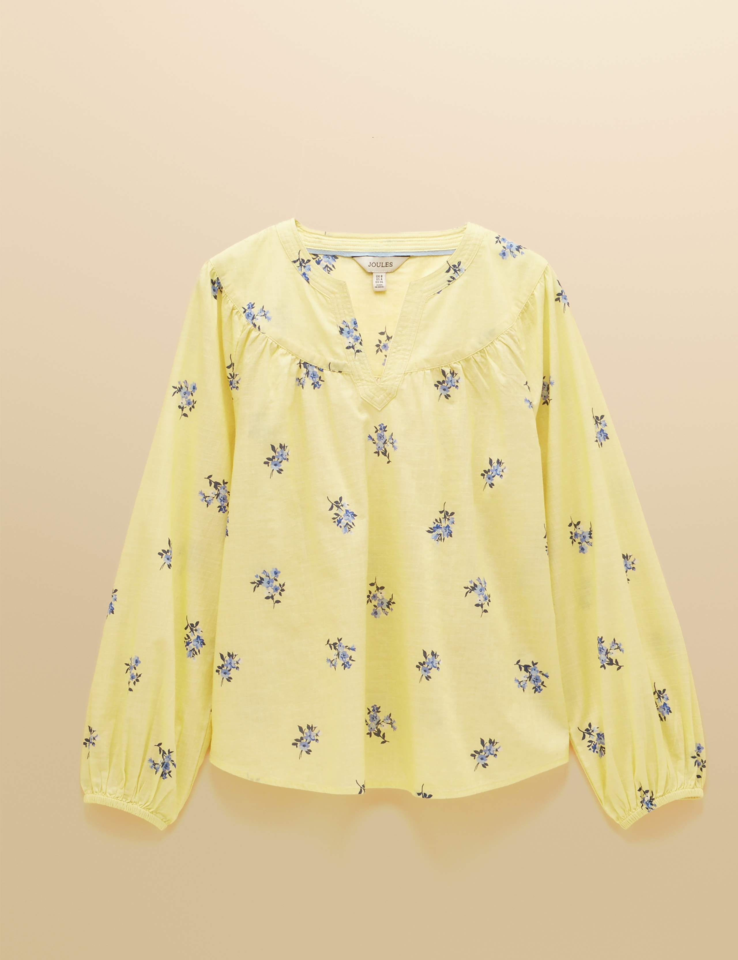 Pure Cotton Floral V-Neck Popover Blouse 2 of 7