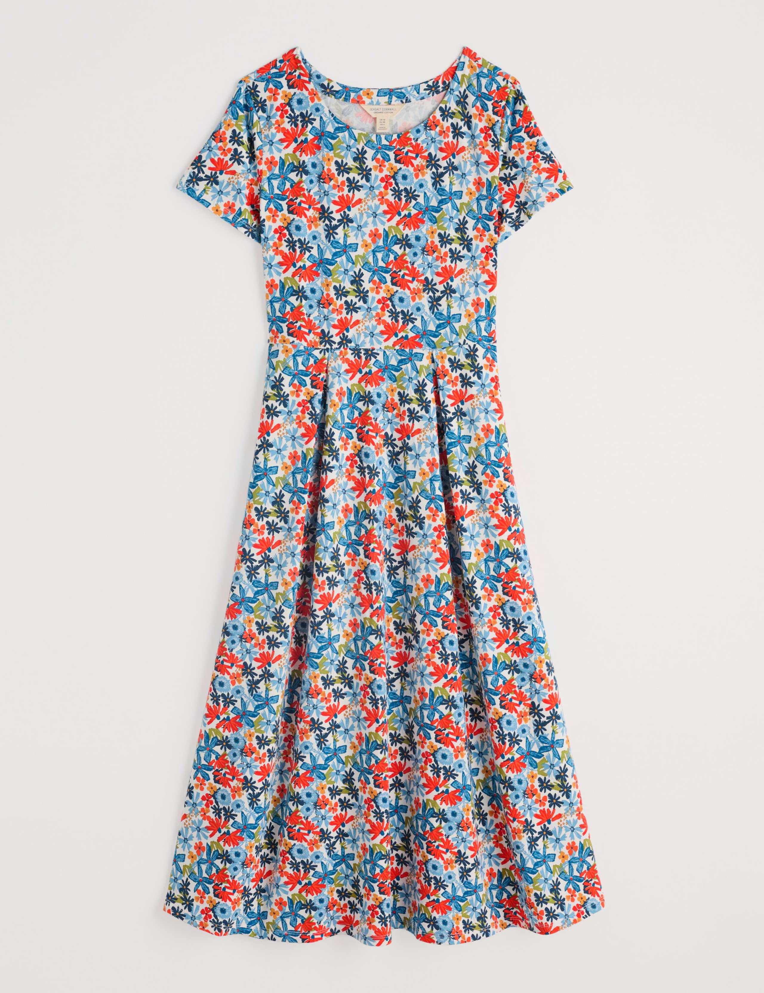 Cotton Rich Jersey Floral Midi Waisted Dress 2 of 3