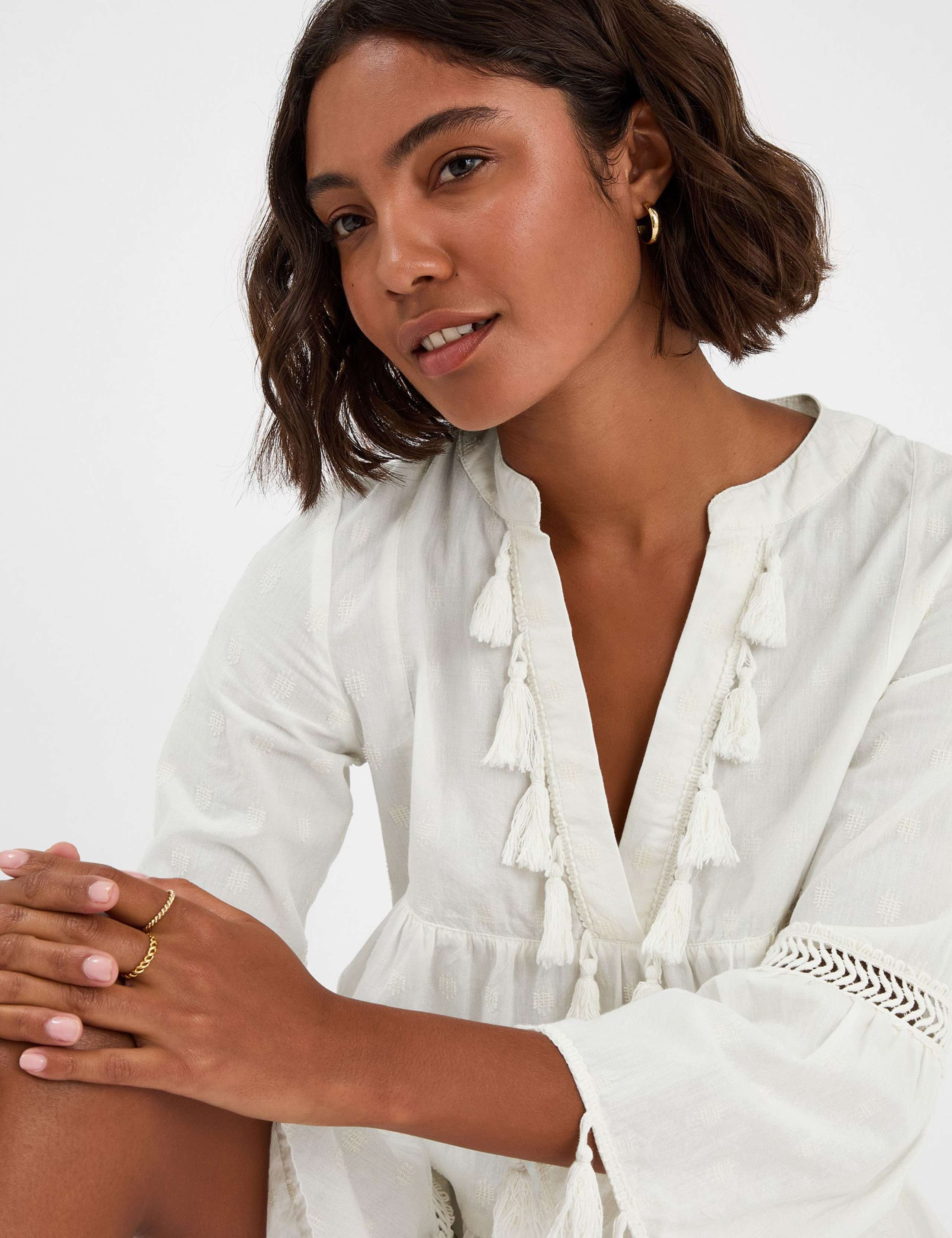 Cotton Rich V-Neck Mini Beach Dress 4 of 4