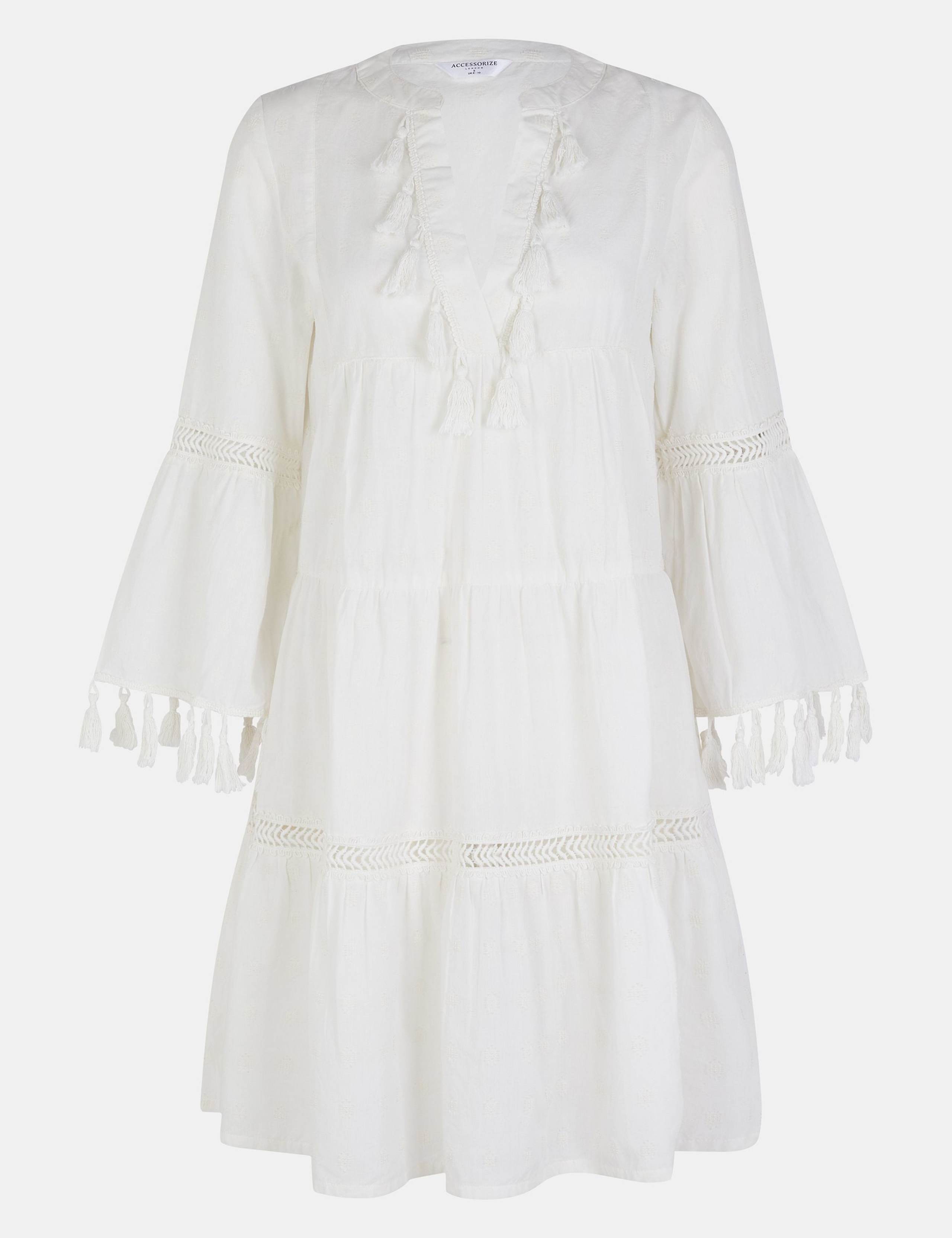 Cotton Rich V-Neck Mini Beach Dress 2 of 4