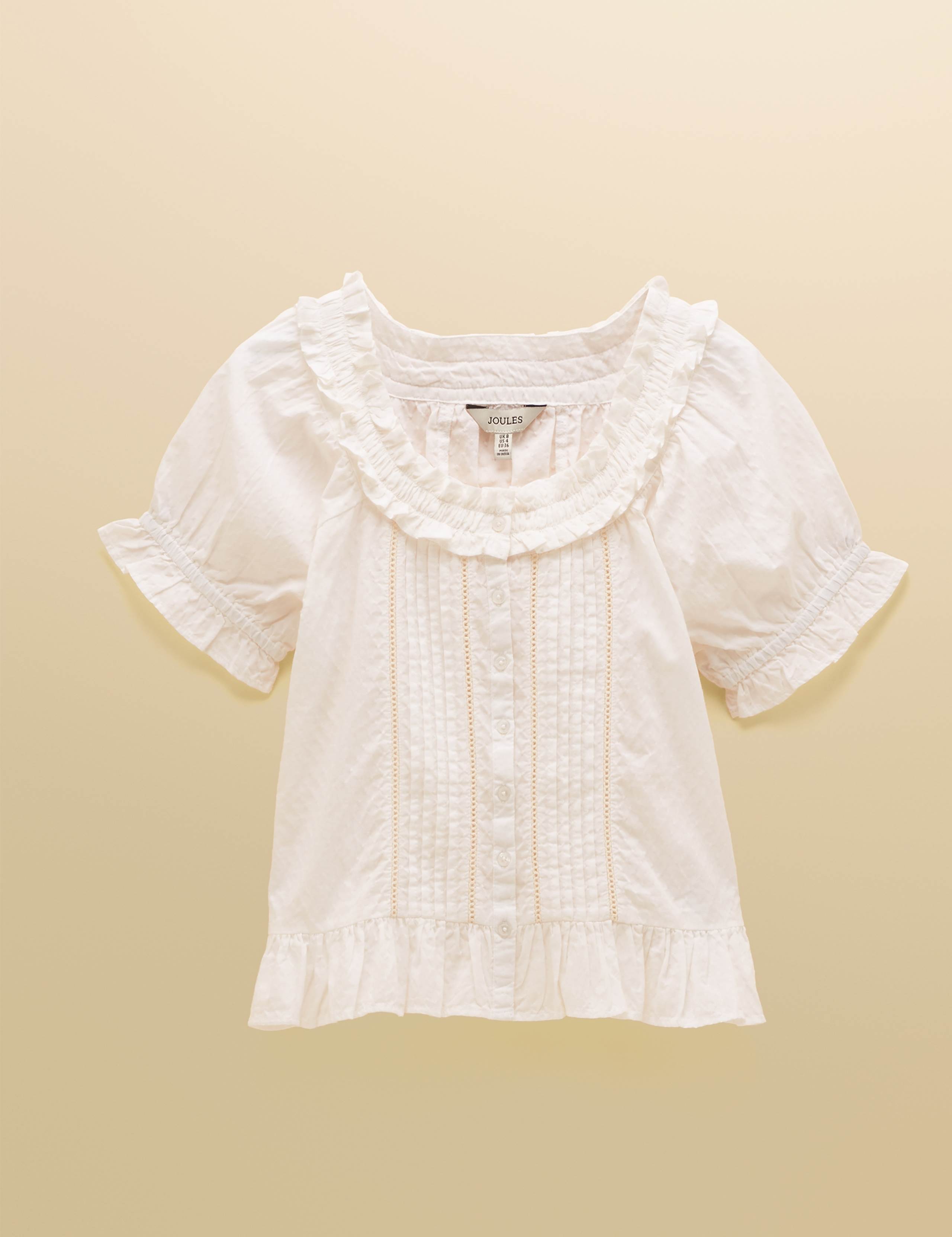 Pure Cotton Pintuck Frill Detail Blouse 2 of 8