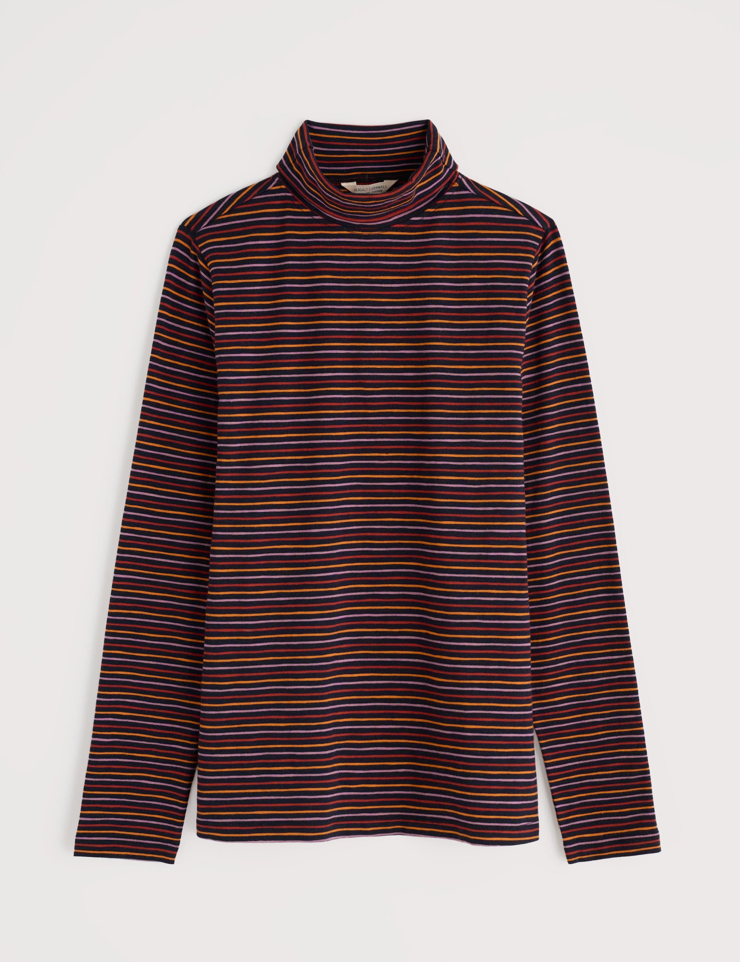 Cotton Rich Striped Roll Neck Top 2 of 5
