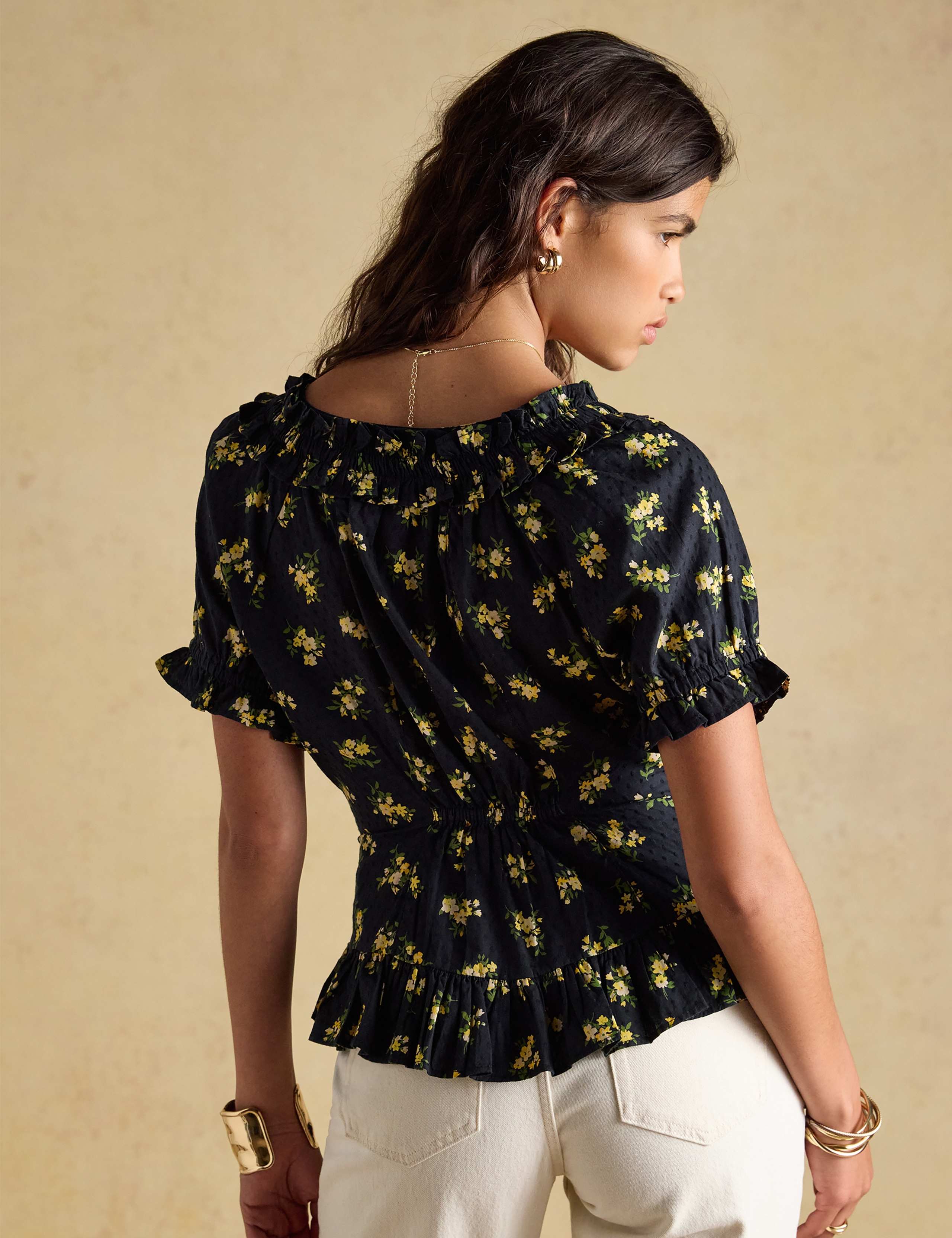 Pure Cotton Floral Frill Detail Blouse 7 of 7