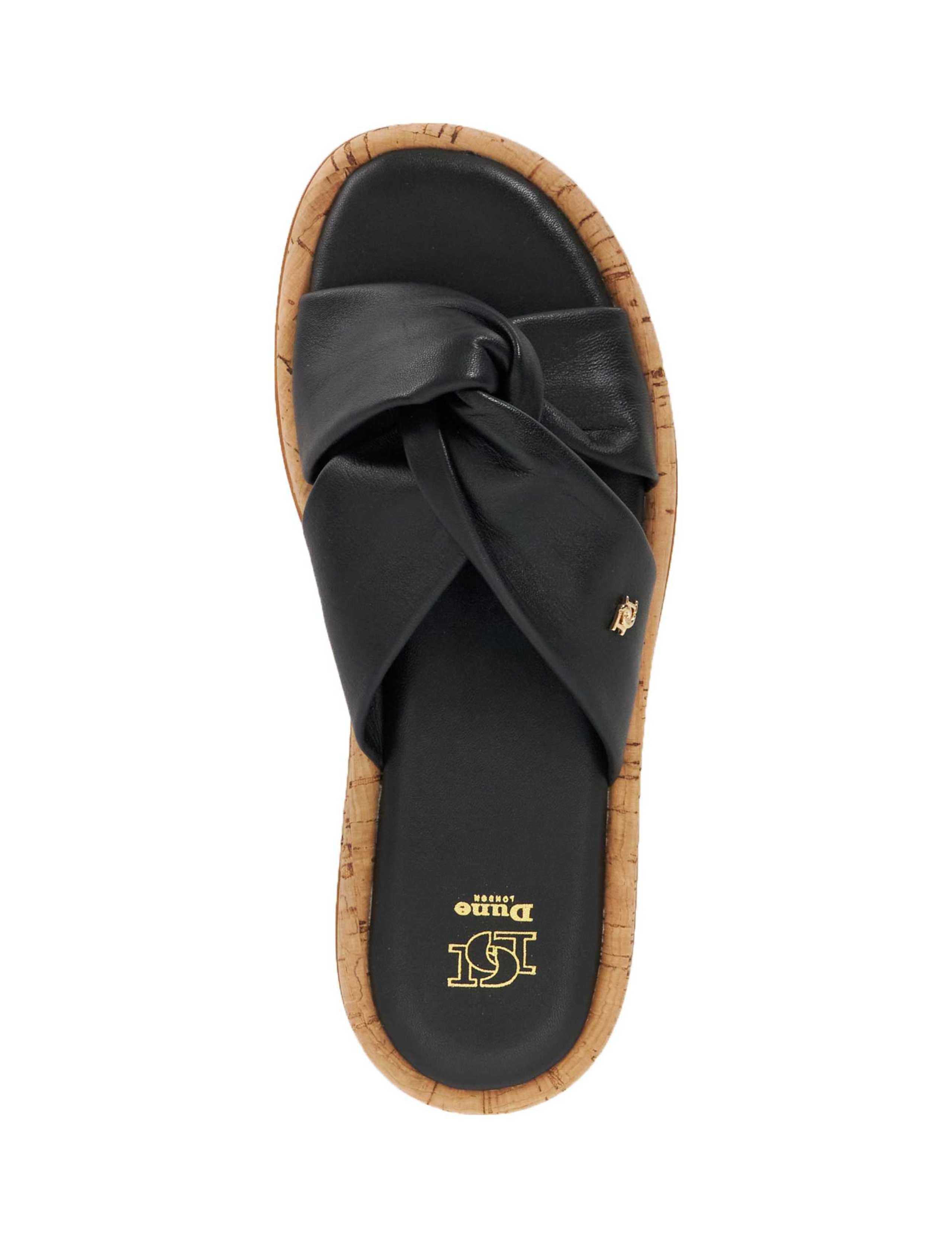Leather Cork Cross Strap Flat Sandals 2 of 5