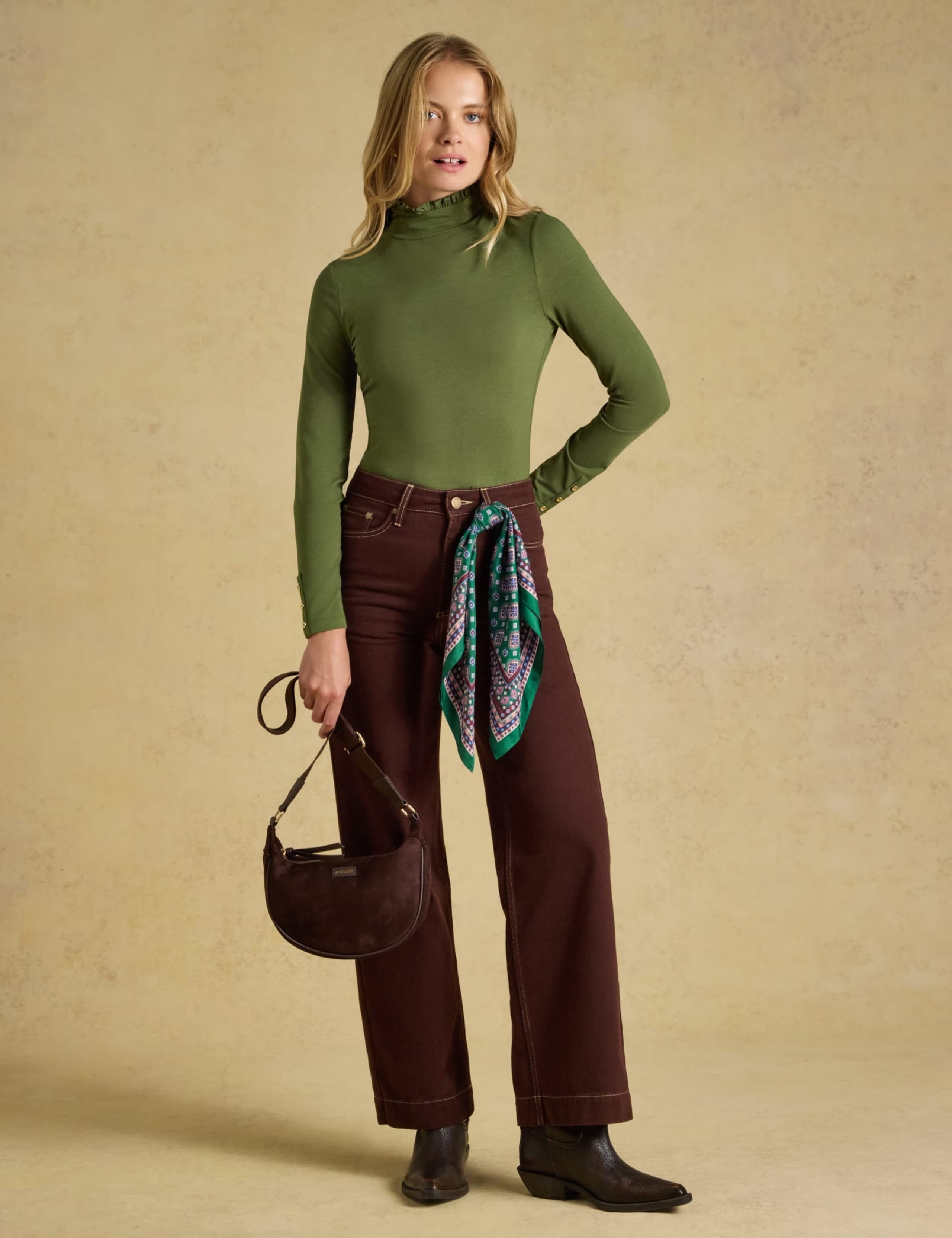 Jersey High Neck Frill Detail Top 2 of 6