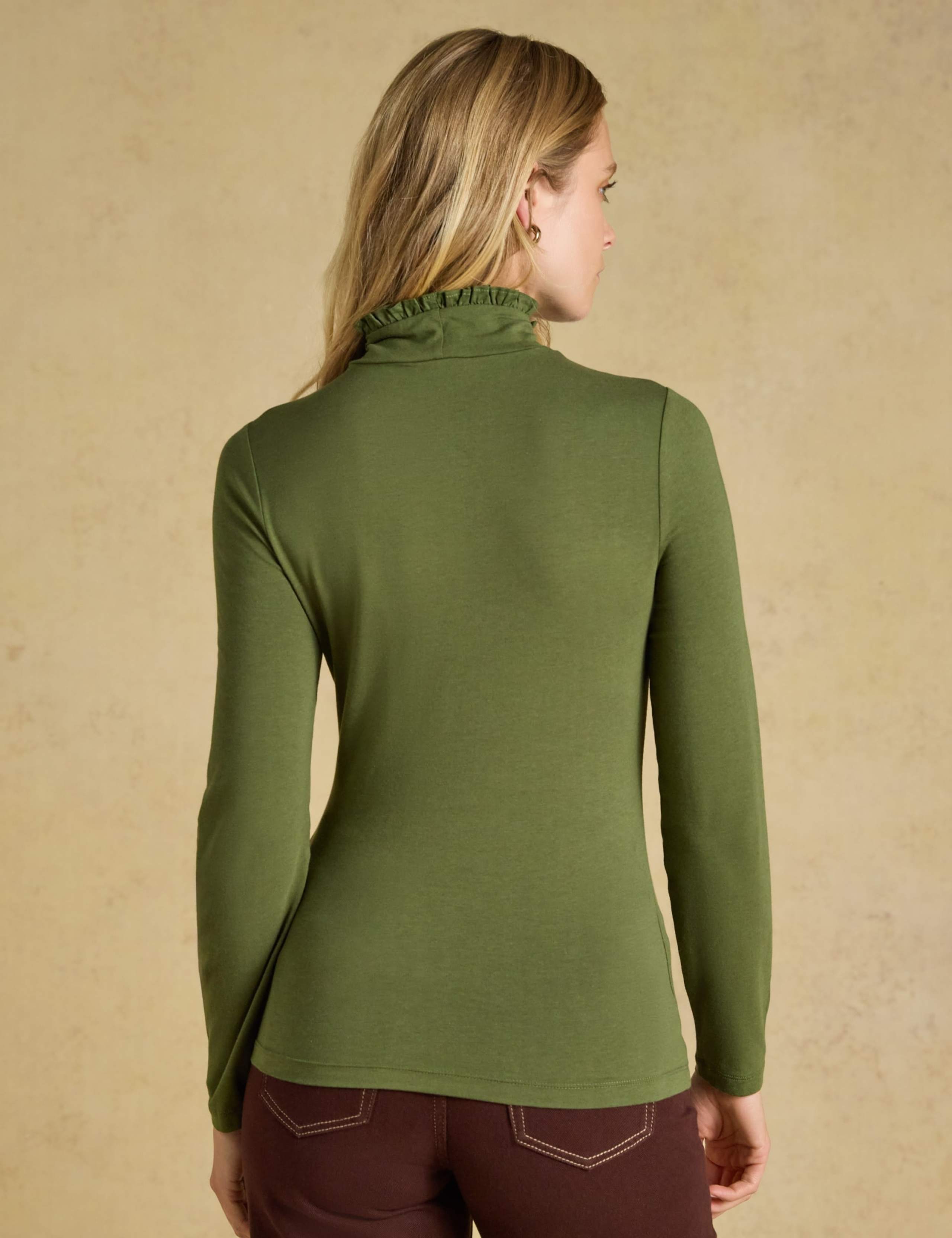 Jersey High Neck Frill Detail Top 3 of 6