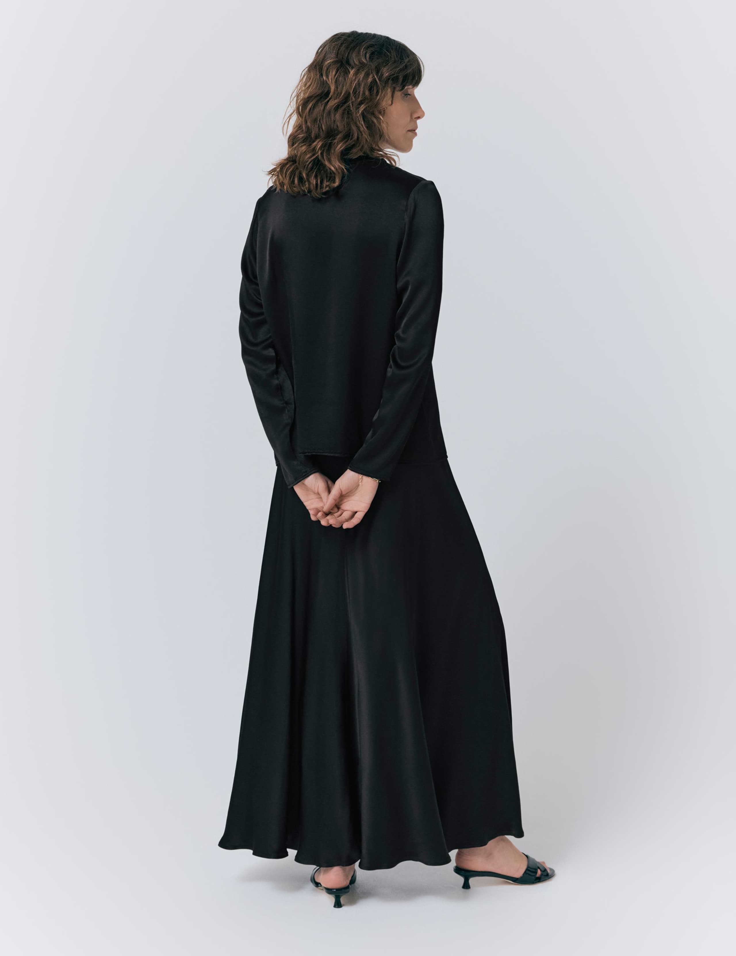 Satin Collarless Button Through Blouse 2 of 5