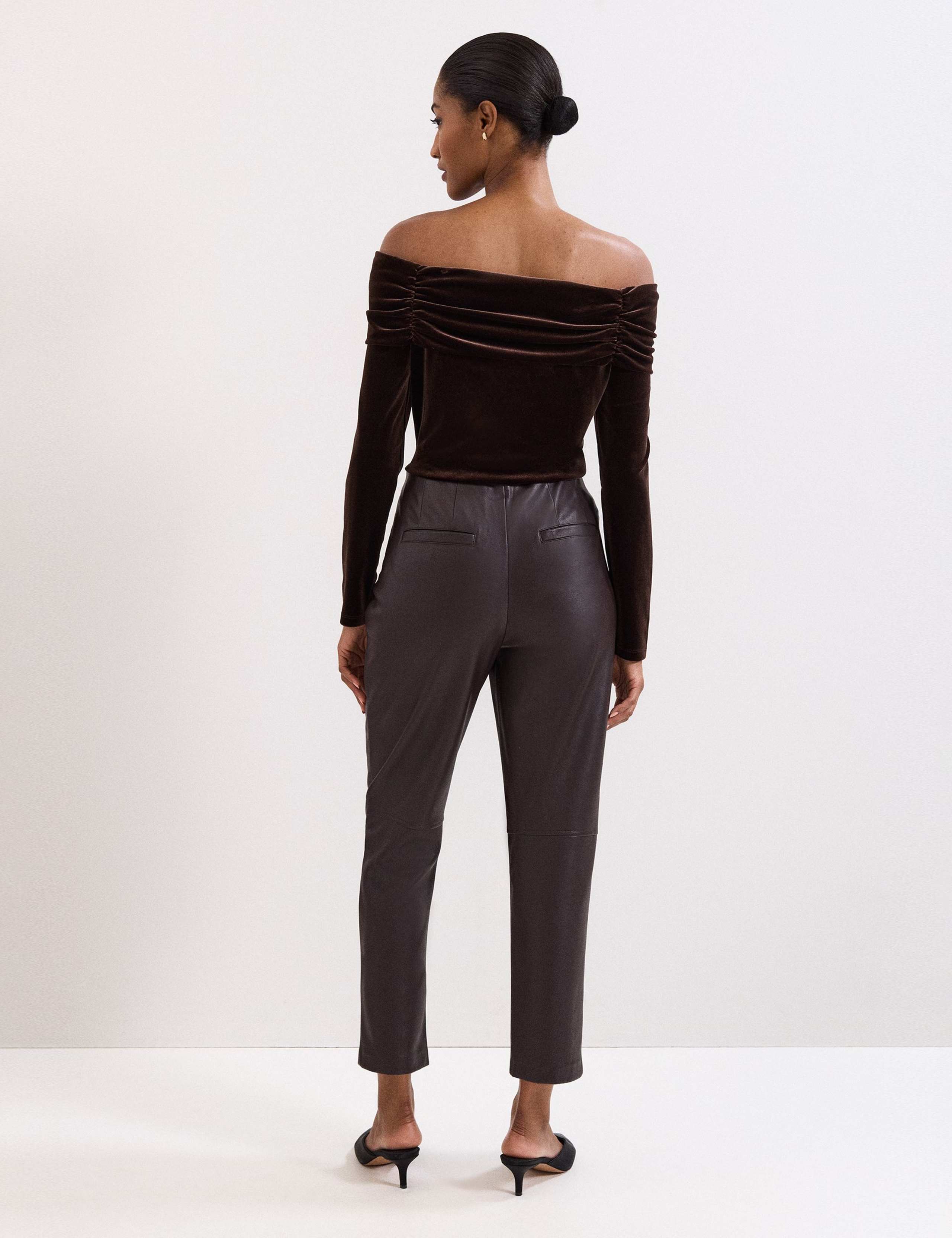 Leather Look Straight Leg Cropped Trousers 4 of 8